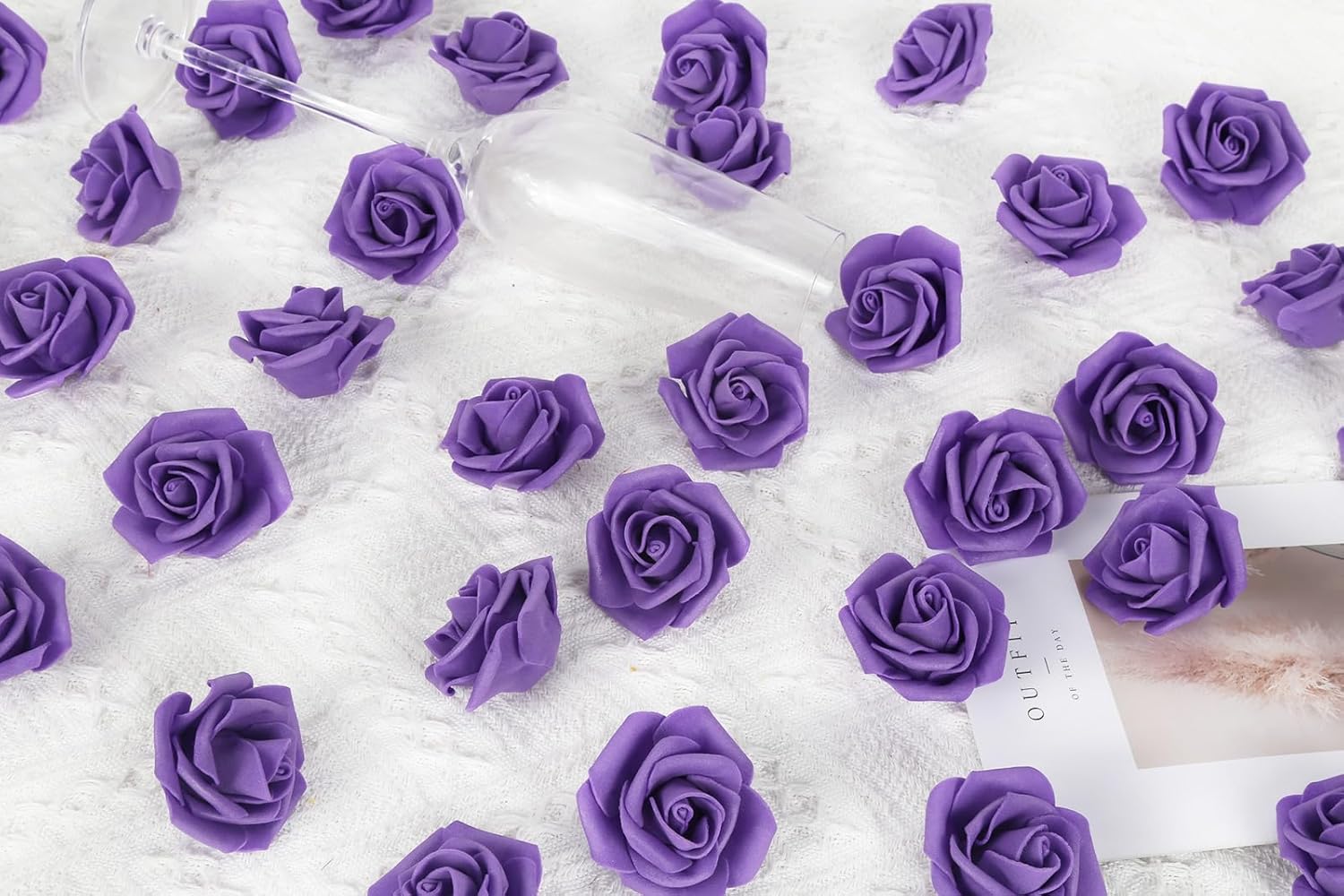 Artificial Roses,200PCS Purple Foam Roses 1.97in Stemless Rose Artificial Flower Heads for Craft DIY Wedding Party Home Decoration(Dark Purple) - Image 3