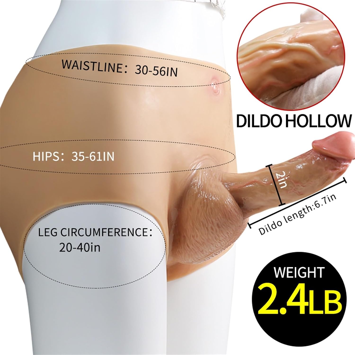 Silicone Dildo Pants with Realistic Testicles Wearable Realistic Penis Underwear, Strapon Dildo for Lesbian Woman Sex Products (Size : 17cm-Hohl)