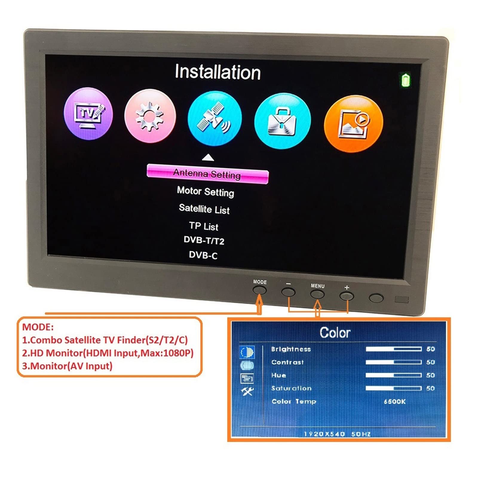 10.1 Cal TFT LCD DVB-S2 DVB-T2 DVB-C miernik z celownikiem satelitarnym HD satelitarny odbiornik TV Vs WS-6916 6933 V8 Finder Detektor satelitarny do odbiornika TV