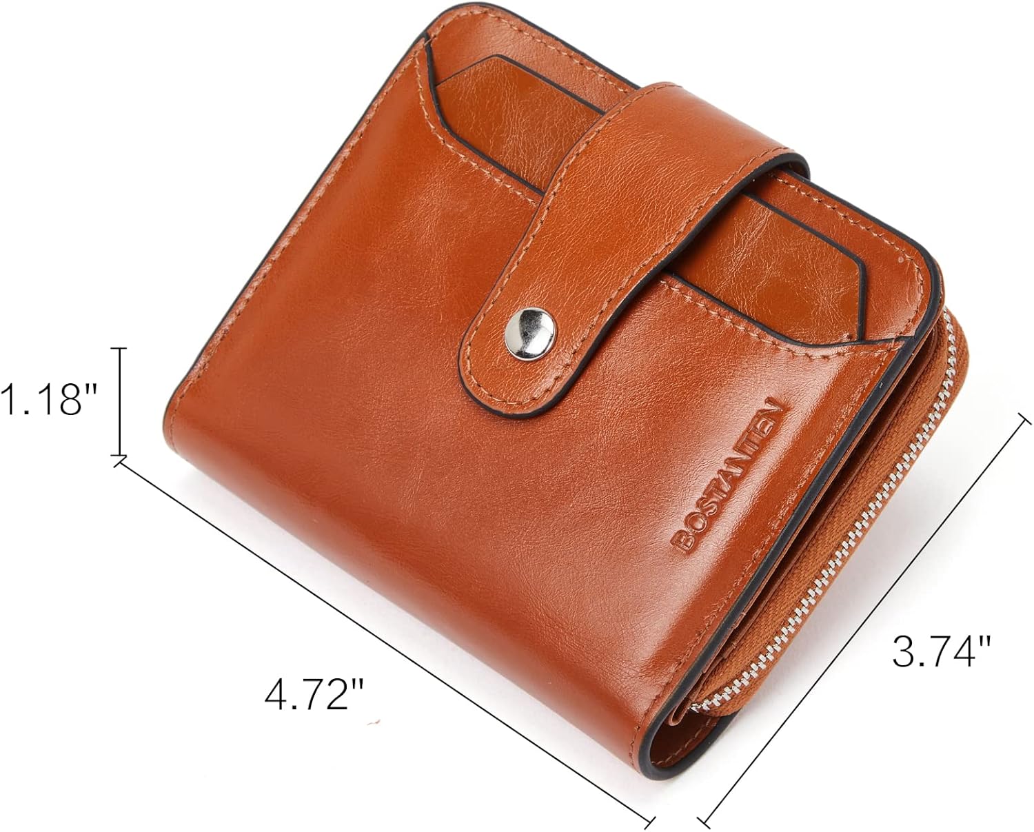 BOSTANTEN Leather Wallets for Women RFID Blocking Zipper Pocket Small Bifold Wallet Card Case Brown - Image 7