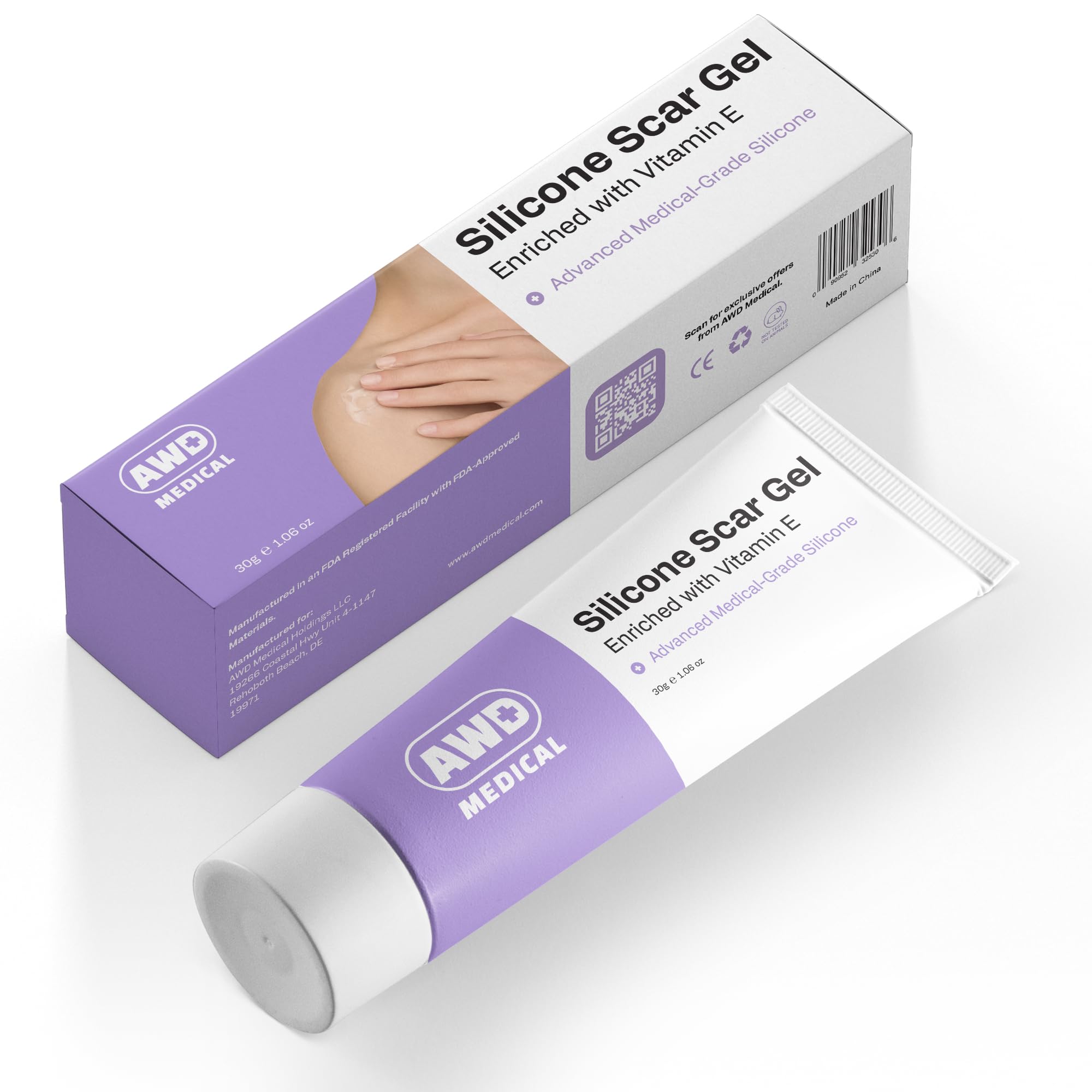 AWD Silicone Scar Gel for Surgical Scars - Medical Grade Silicone Scar Gel for C Section, Tummy Tuck, Keloid Treatment Use With or Without Silicone Scar Tape - After Surgery Must Haves