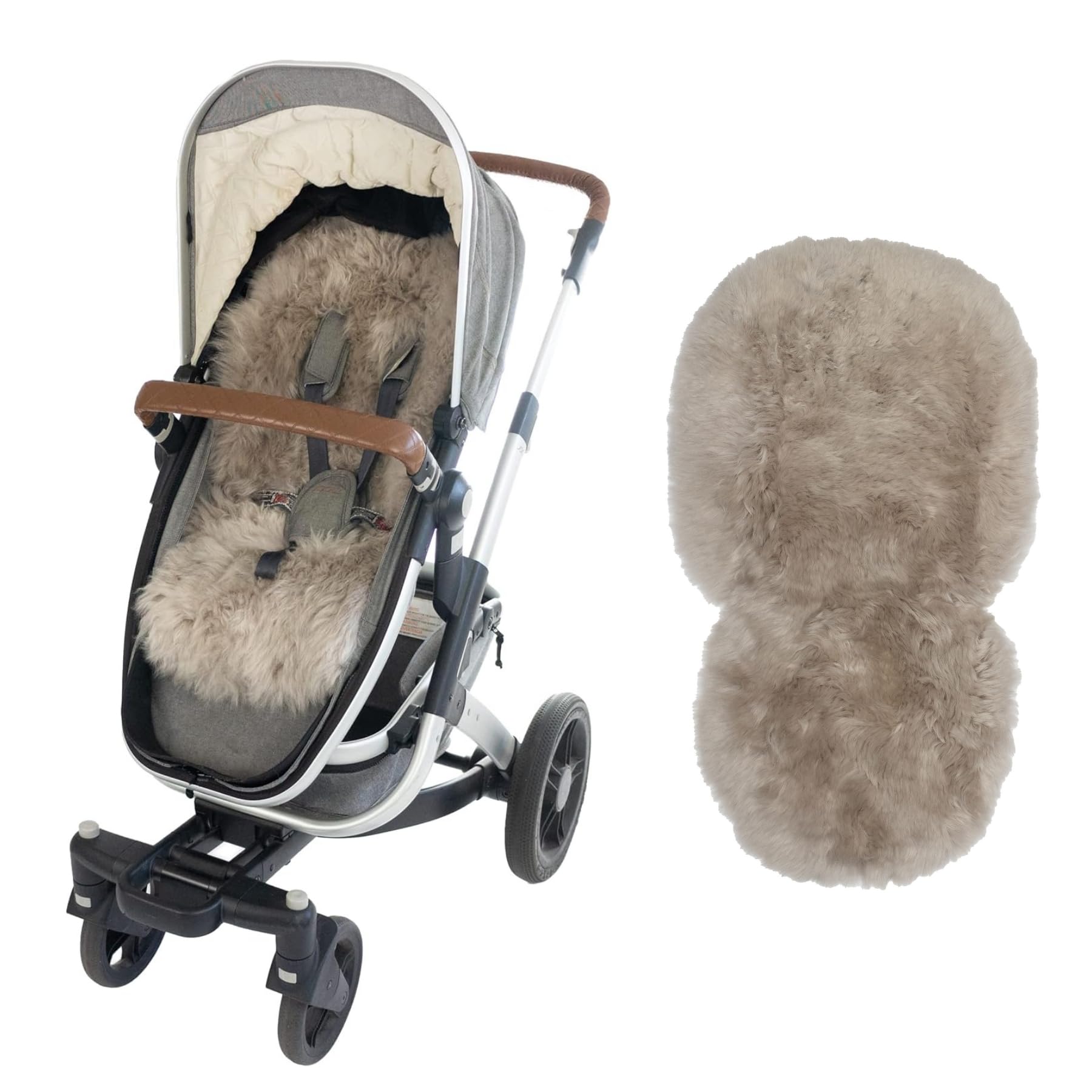 Doublure de luxe en peau de mouton naturelle taupe