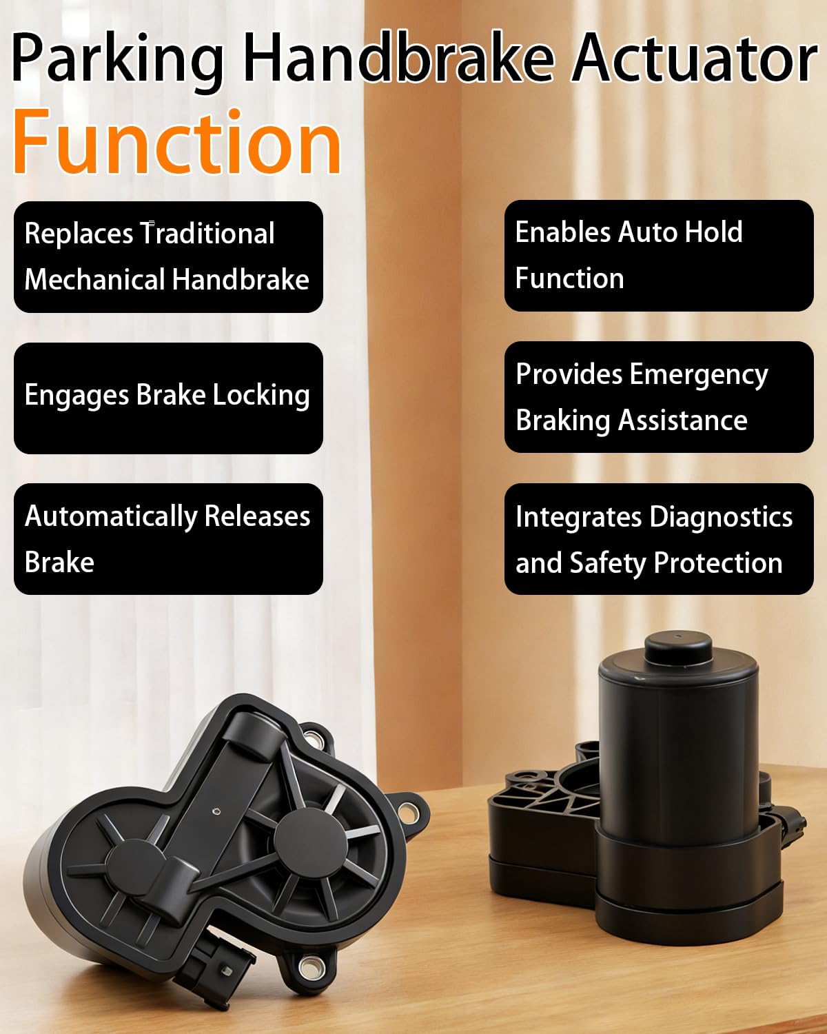 2PCS Rear Left & Right Parking Handbrake Actuator fit for Ford Fusion, Lincoln MKZ 13-19, Rear Electronic Parking Brake Actuator Motor Replace OE# Left Side DG9Z2B713A, Right Side DG9Z2B712A