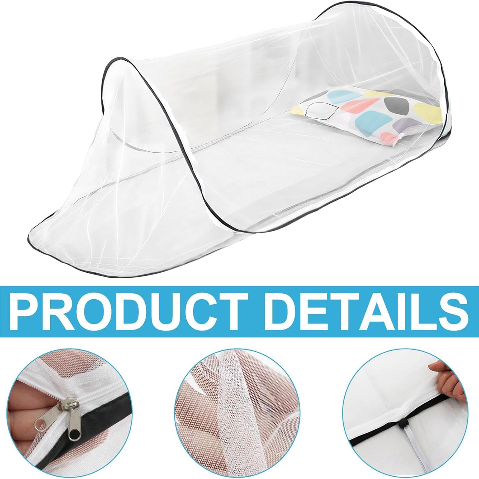Zanzariera da Viaggio popup, zanzariera da Viaggio Pop-up Mosquito Net, Tenda da Campeggio Portatile, per Campeggio, Viaggio, Famiglia, dormitorio,Nero,200 * 56 * 80cm