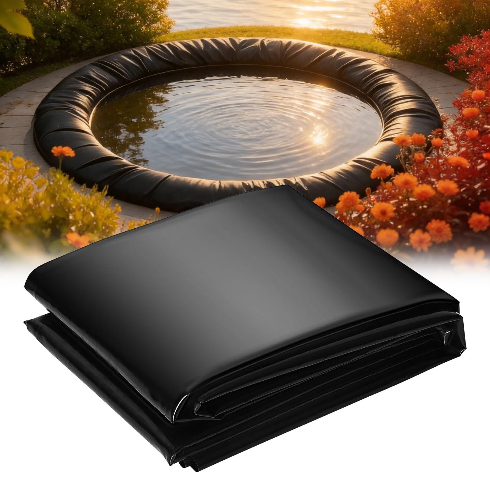 Bâche pour bassin de jardin en HDPE noir 8x10m imperméable