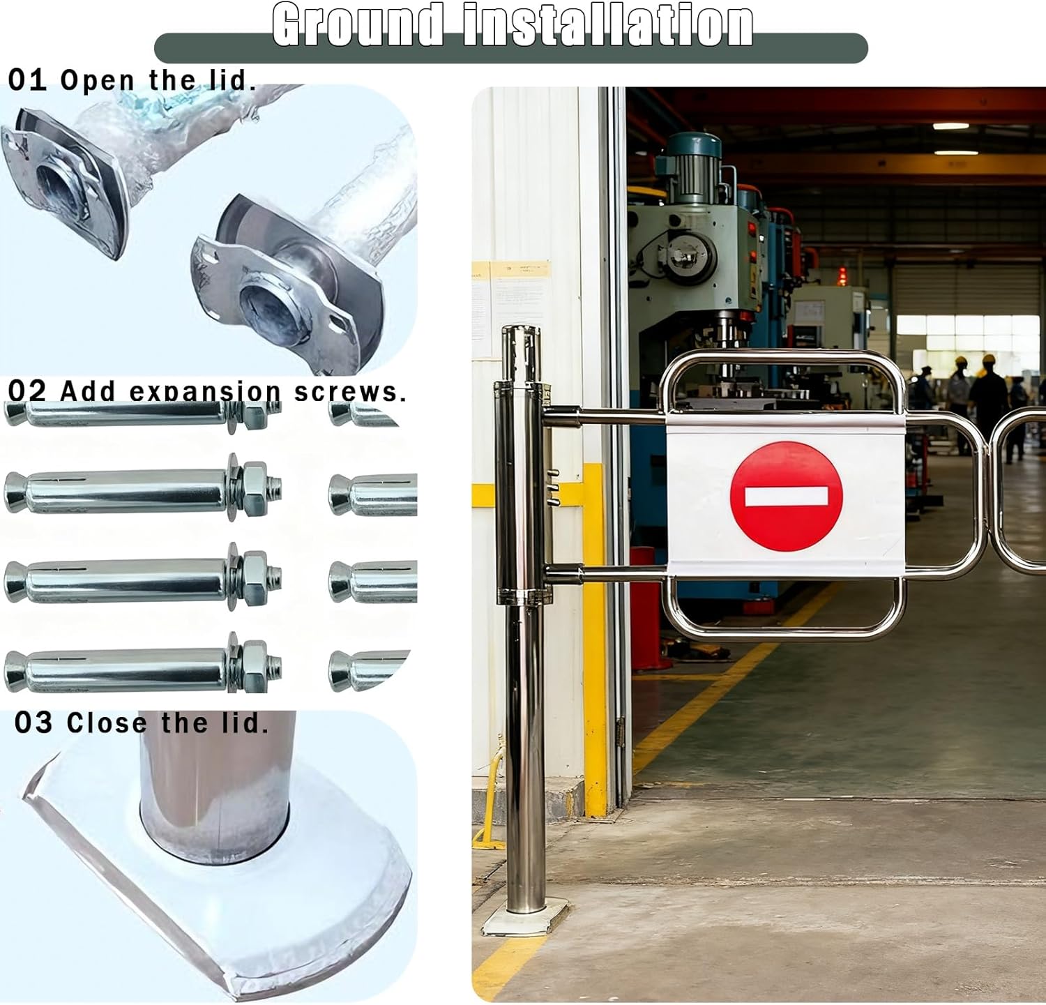 Automatic Spring-Loaded Double Swing Gate Single Direction Entry Door 90° Manual Opening Gate for Market Stainless Steel Security Gate (50x100cm)