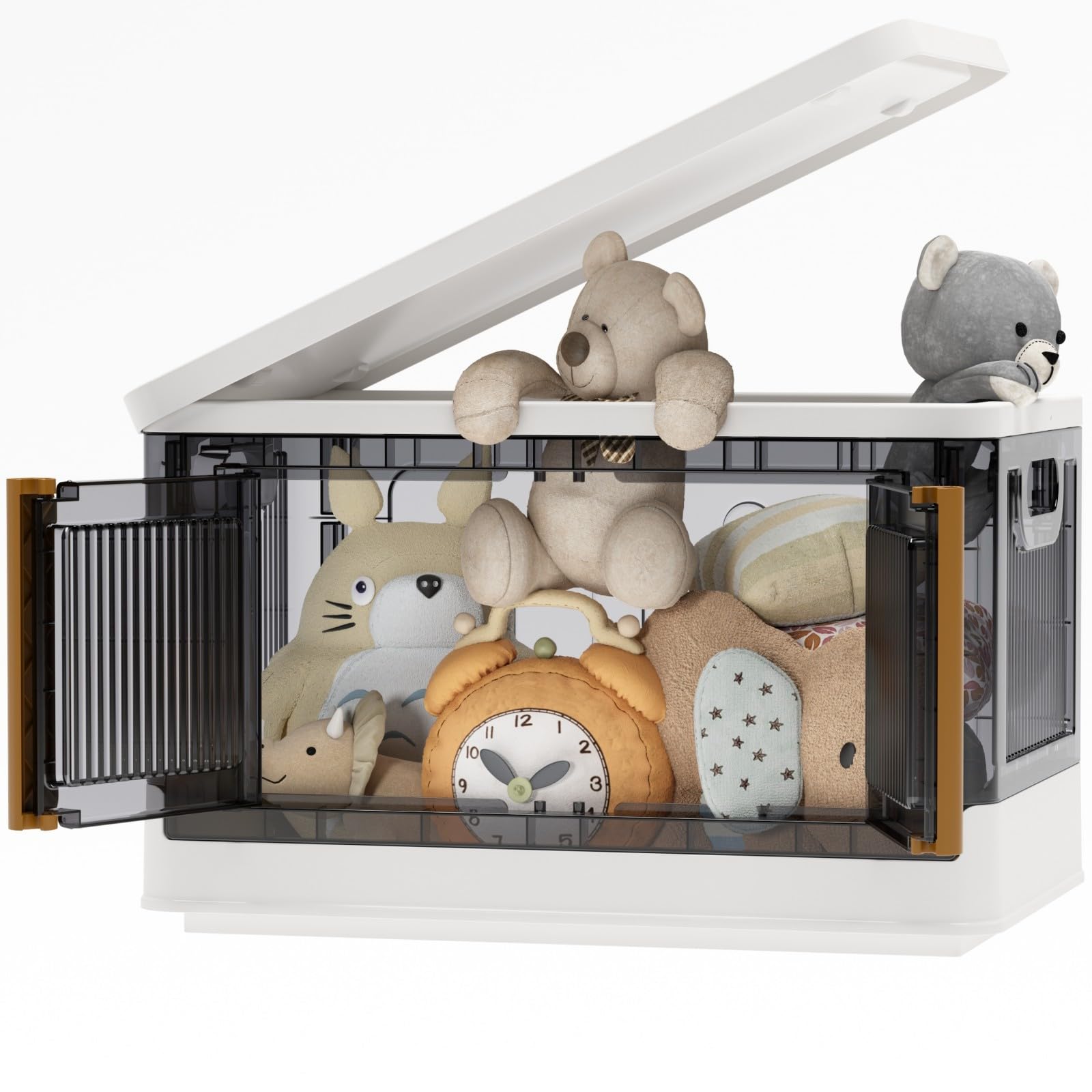 Storage Cabinet - Storage Containers,Plastic Shelves Organizer,Collapsible Totes for Storage,Folding Storage Box,34Qt Clear Storage Bins,Stackable Under Bed Storage Container for home and Office