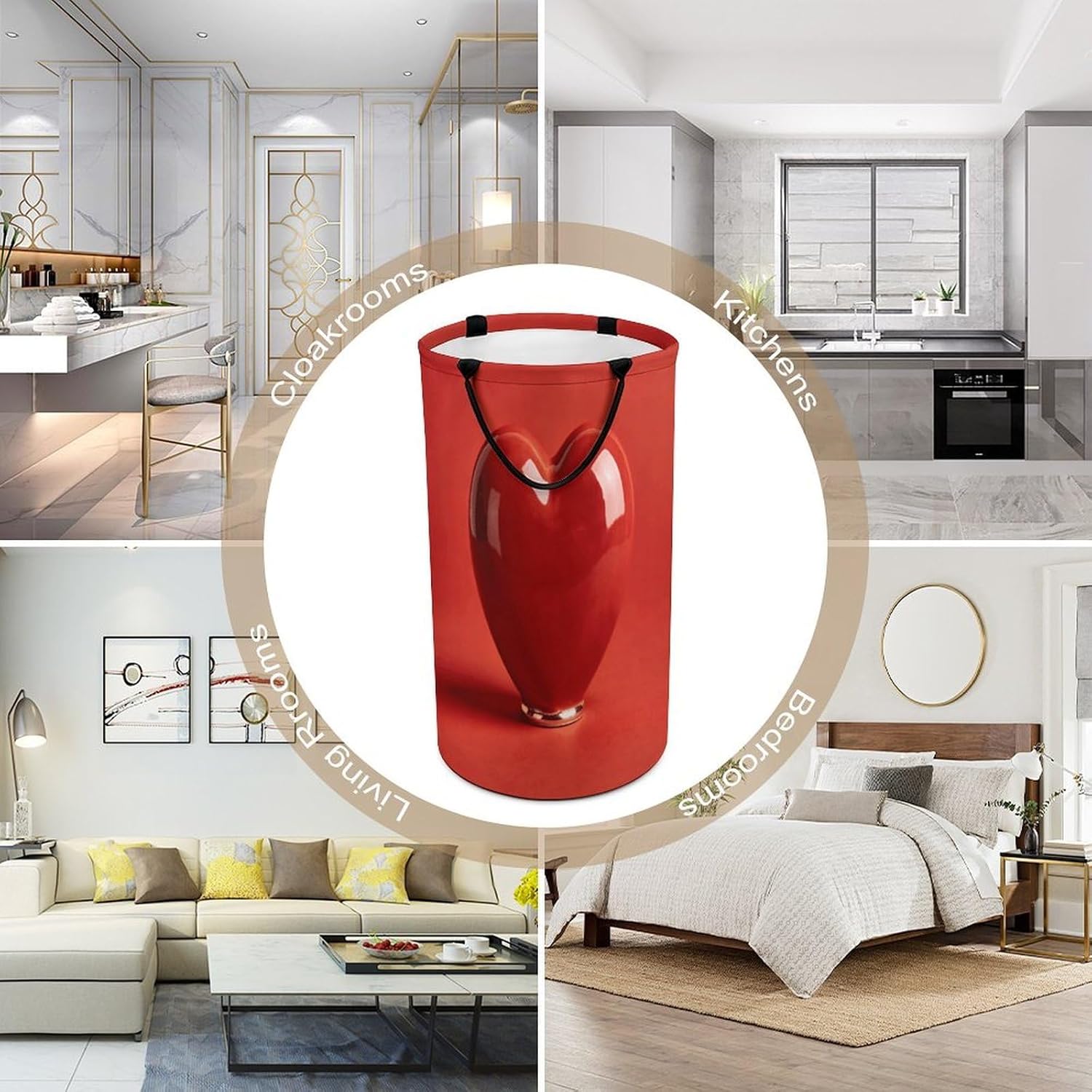 Red Passion Laundry Hamper Fashion Dirty Laundry Hamper Portable Laundry Hampers with Handles Lightweight Large Clothes Storage Basket for Bedroom Bathroom