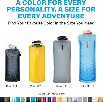 Vapur Flexible, Collapsible Wide Mouth Anti-Bottle with Detachable Carabiner, 34 Ounce, Graphite Grey, Pack of 1