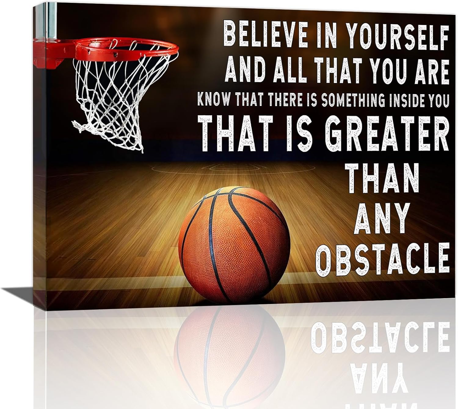 Luxey Aura Inspirational Basketball Wall Art Canvas Photos & Motivational Posters for Boys Bedroom - Mamba Mentality, Sports Decor (12x18in Framed Canvas)