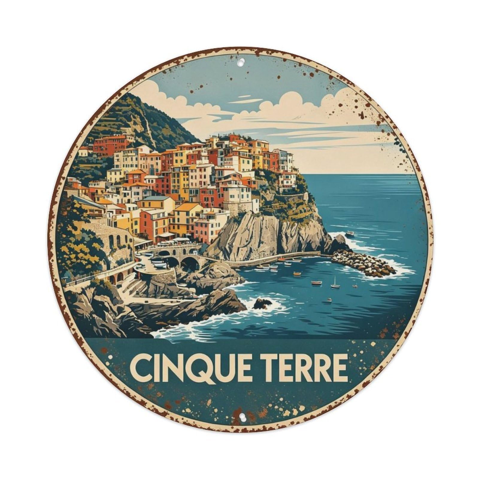 Cinque Terre Italy Metal Tin Sign Plaque
