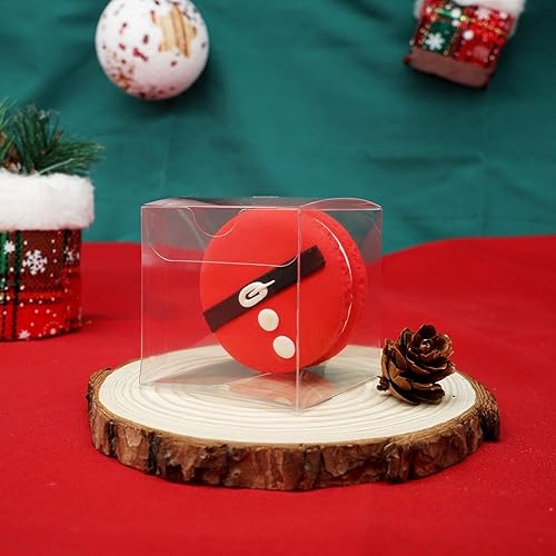 Miniatura 8 de XINHPKGG 50 cajas de regalo transparentes de 4 x 4 x 4 pulgadas cajas transparentes de manzana de caramelo con agujero superior, cajas de regalo