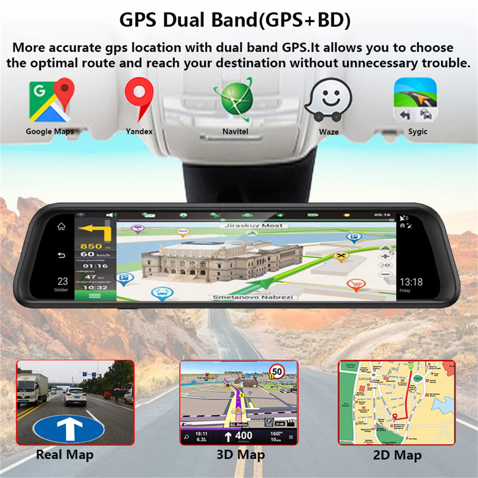 Dash Cam, Registrar Specchietto Retrovisore 4G 12 "Android Auto Videcam Car DVR Videoregistratore GPS ADAS WIFI Dashcam Telecamere Di Sorveglianza