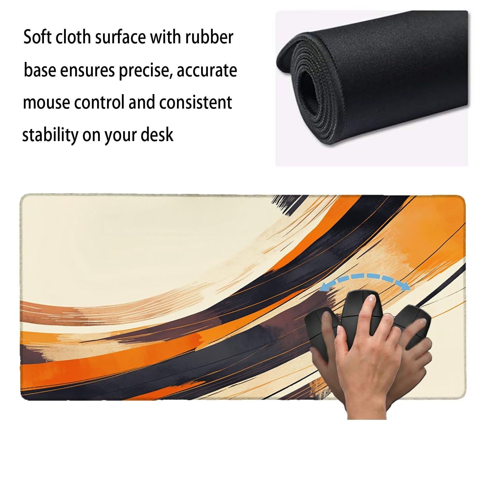 Alfombrilla Ratón XXL 1200 x 600 x 3 mm, Alfombrilla Escritorio, Moderno Grande Protector de Mesa con Base de Goma Antideslizante y Bordes Cosidos, Impermeable, para Oficina, PC, Gaming (Raya) L-x8094