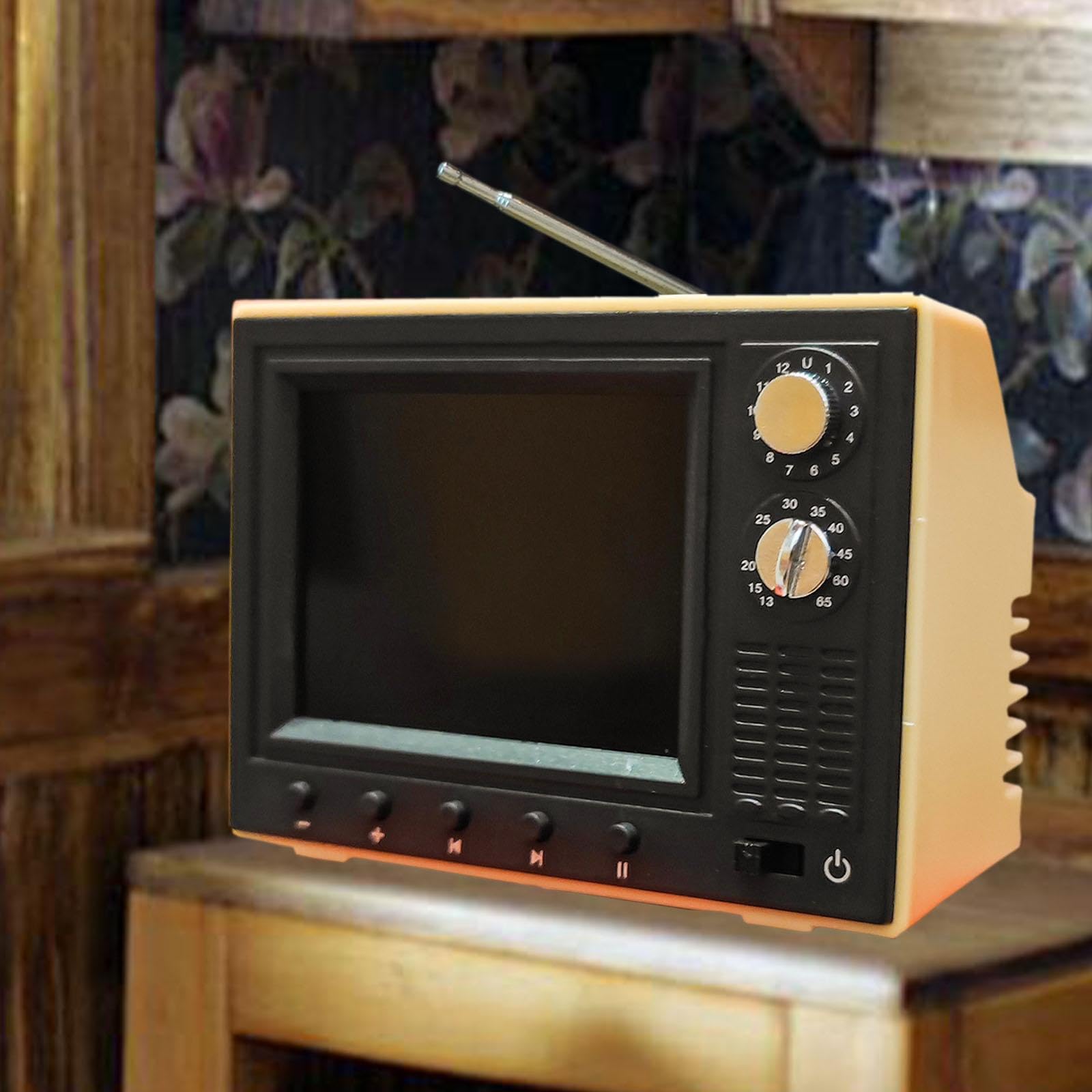 Puppenhaus Fernseher Im Maßstab 1:12, Winziger, Spielbarer Retro Fernseher für Mädchenpuppen, Geschenk, Puppenhausmöbel Zubehör, Miniaturfernseher, Gelb