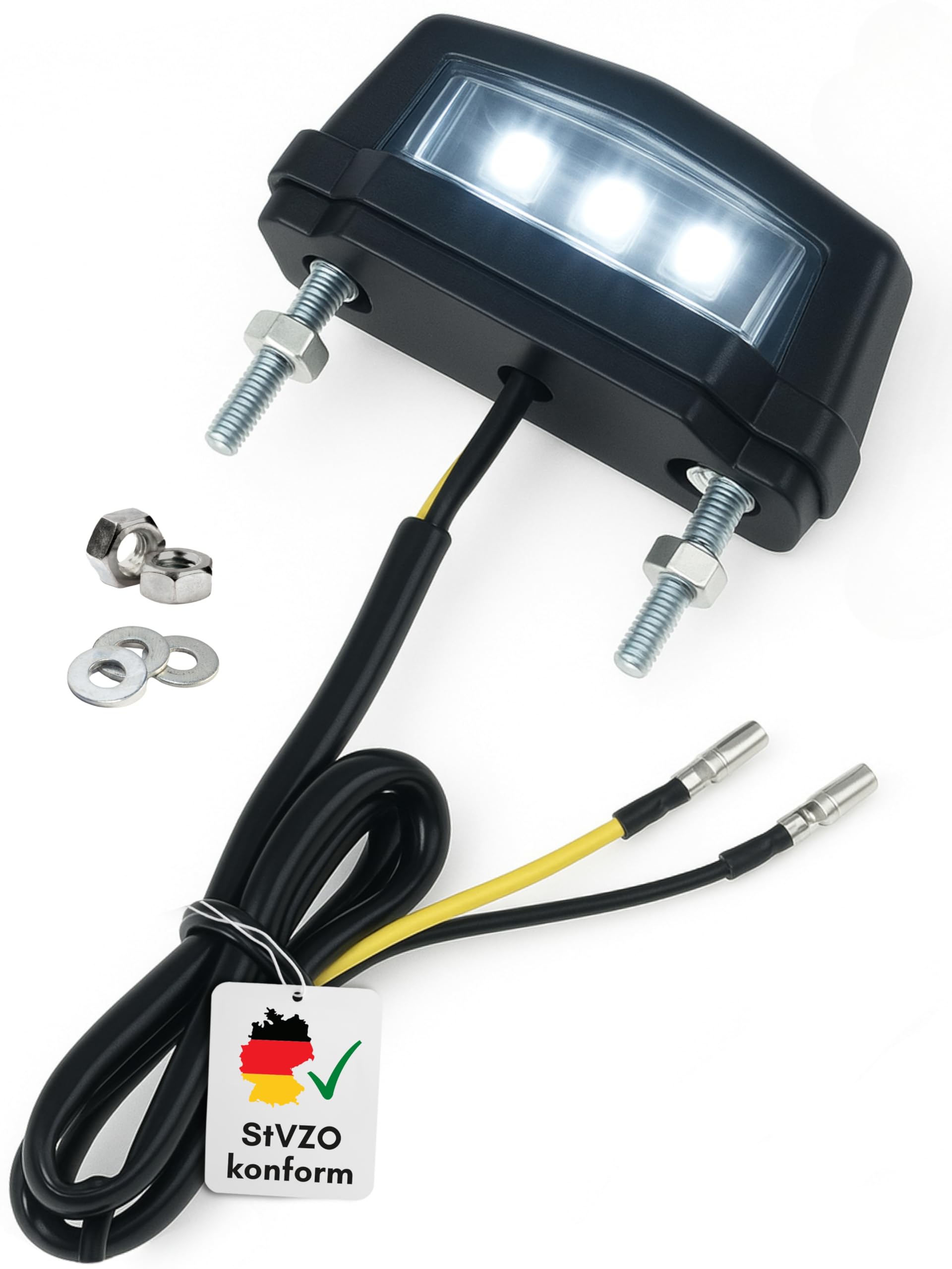 Binego® Motorrad Quad LED Kennzeichenbeleuchtung E Geprüft Nummernschildbeleuchtung Mini Weiß Klar ATV E24 ABE TÜV 12V