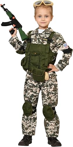 Miniatura 2 de Tacobear Disfraz del ejército para niños con juguetes del ejército, accesorios de las fuerzas especiales para disfraz de soldado militar de Halloween