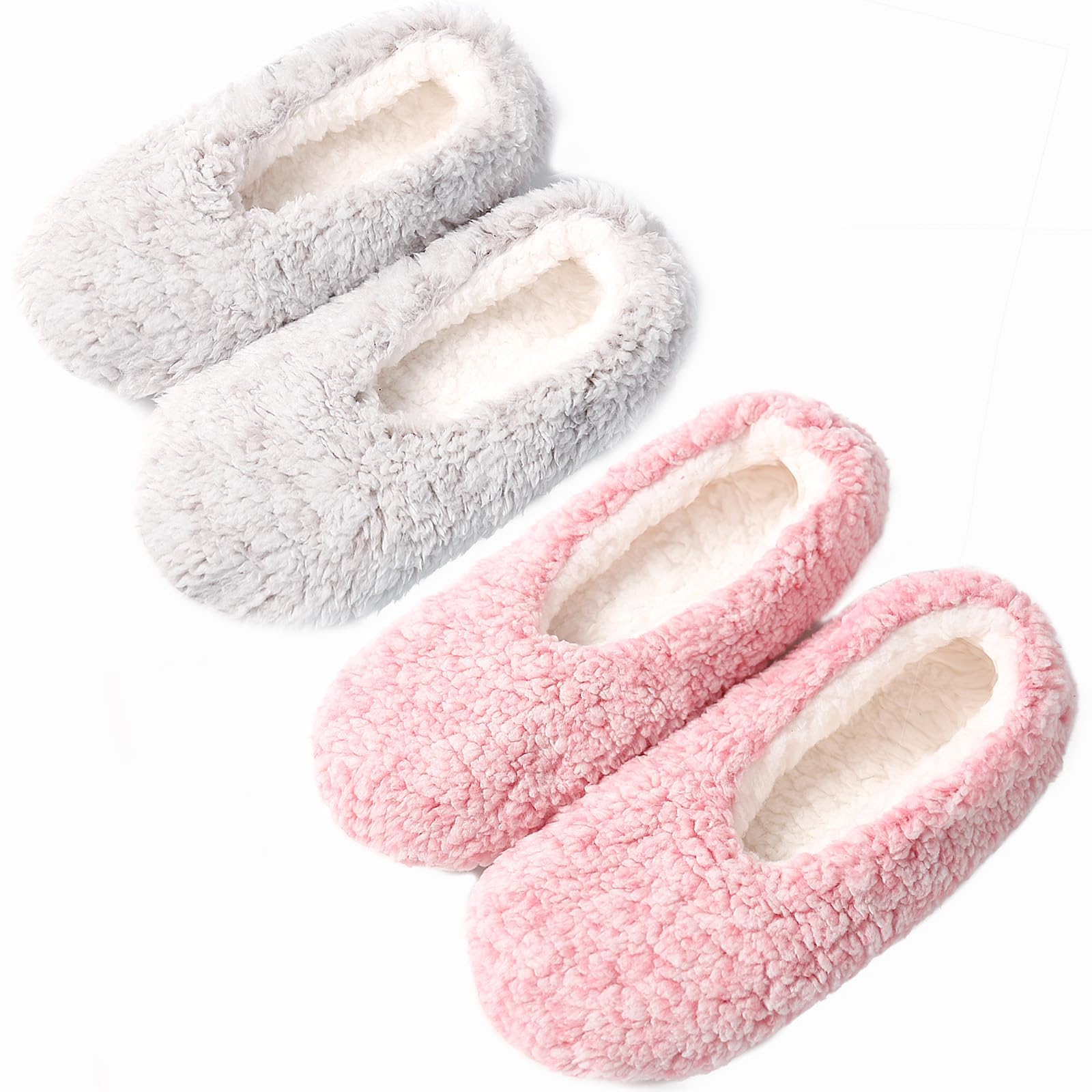 HUGSWEET Slipper for Women Men Thick Warm Fuzzy Slippers With Grips Indoor Cozy Fluffy Sherpa Lined Shoe Socks
