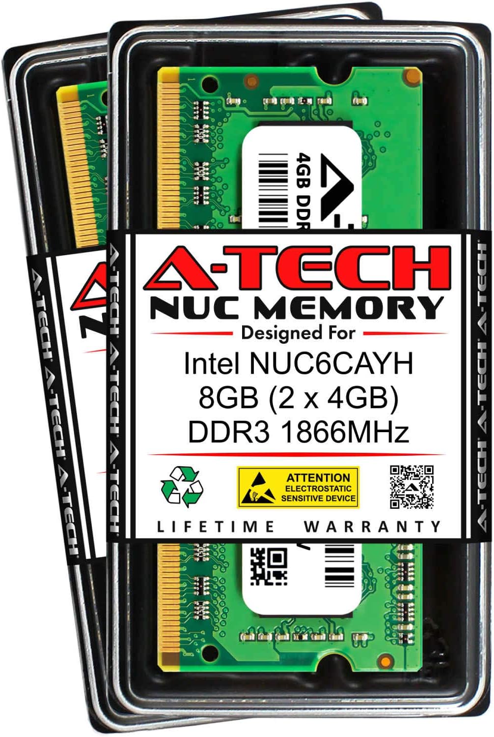 A-Tech 8GB (2 x 4GB) RAM for Intel NUC6CAYH NUC Kit | DDR3/DDR3L 1866MHz PC3-14900 1.35V SODIMM Memory Upgrade Kit