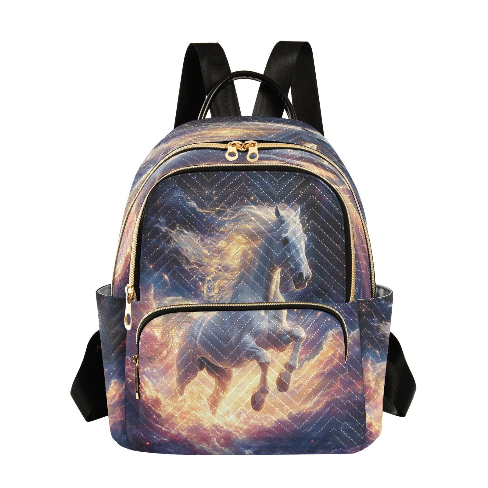 ALAZA Horse Cloud Galaxy Nebula Starry Women Backpack Purse Ladies Fashion Shoulder Bag Daypack Travel Bag 10L