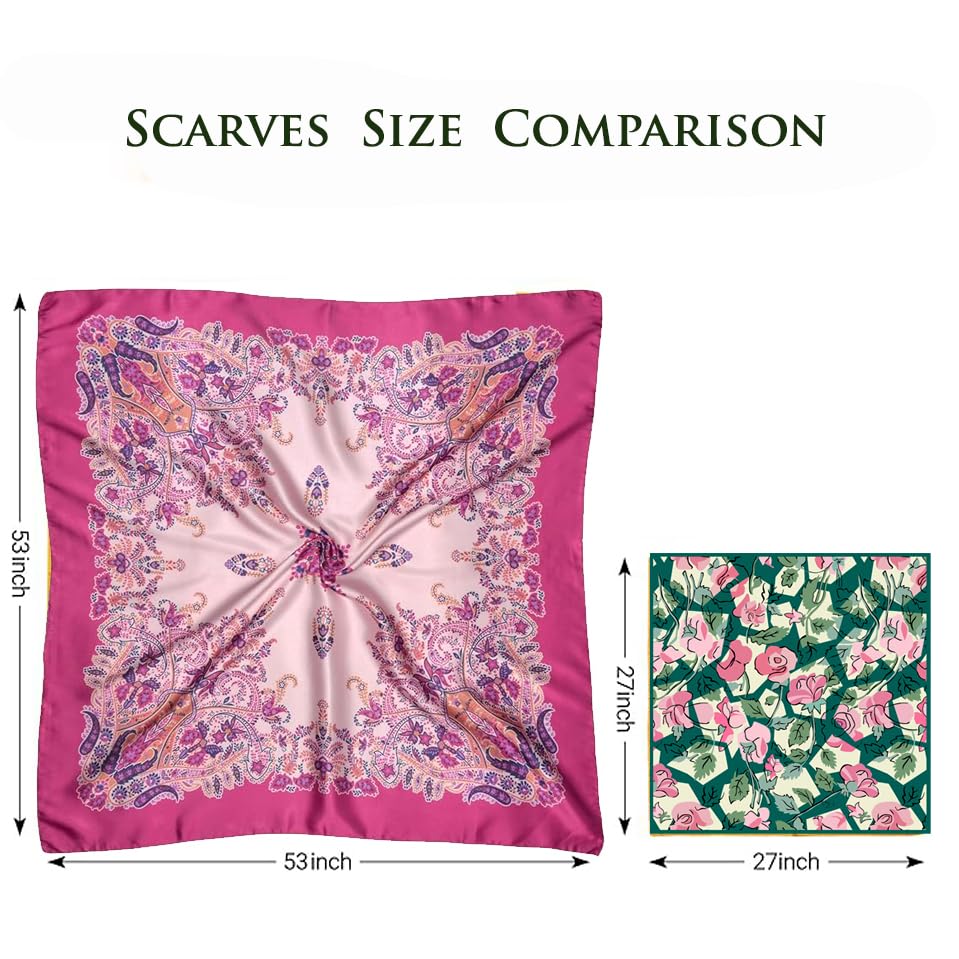 Stylfresh Satin Silk Large Square Scarf for Women, Hair Wrapping at Night Bandana Fashion Wrap Neck scarves (WS204-P)2