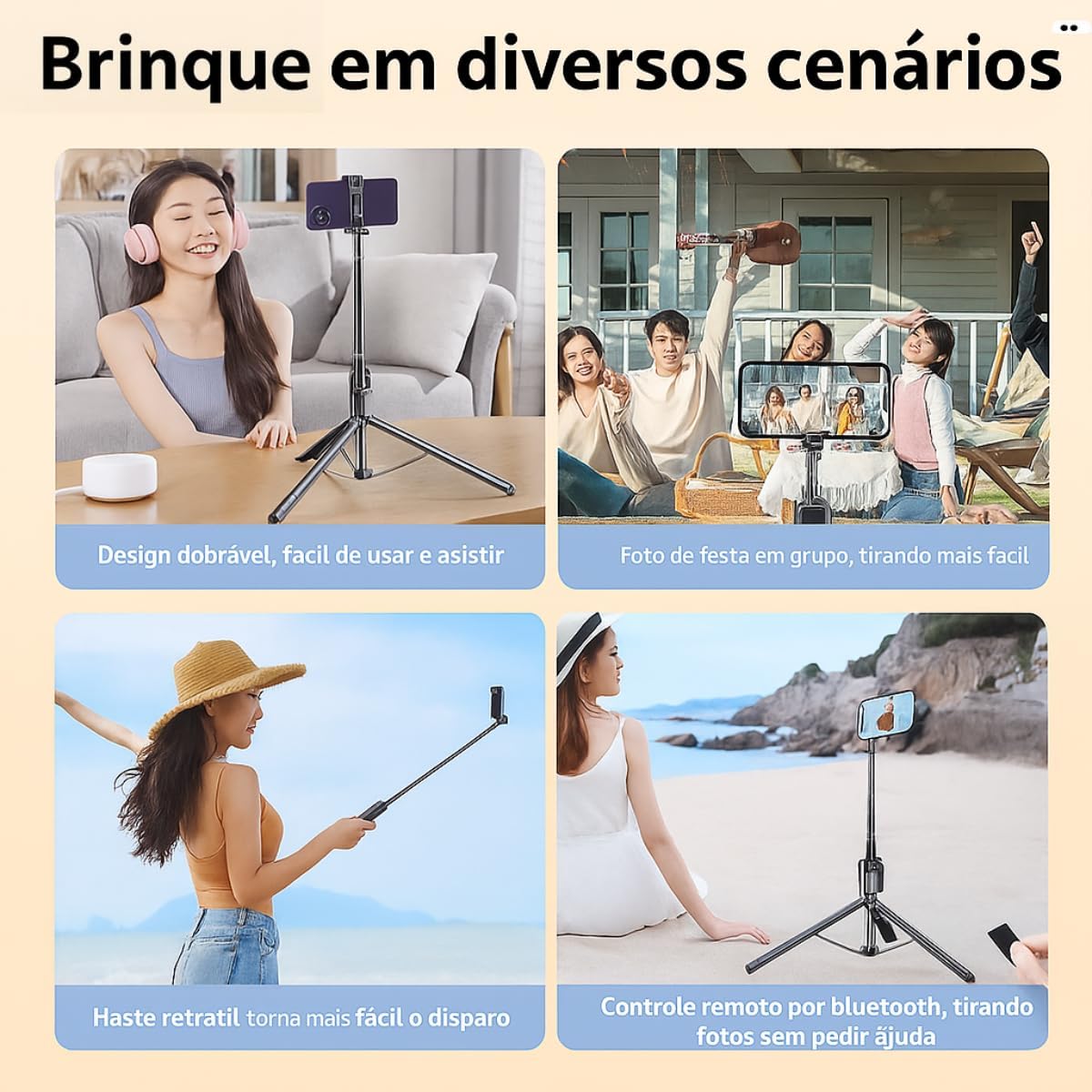 Tripé Bastão de Selfie 3 em 1 – Compacto e Extensível até 1,70 m de Altura, Controle Bluetooth, Rotação 360° – Para Gravações, Reels, TikTok, YouTube, iPhone e Android Tripé Bastão de Selfie 3 em 1 – Compacto e Extensível até 1,70 m de Altura, Controle Bluetooth, Rotação 360° – Para Gravações, Reels, TikTok, YouTube, iPhone e Android