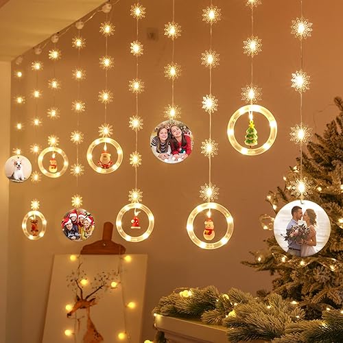 Miniatura 7 de Adorno de Navidad personalizado con foto o texto personalizado para añadir tu propia imagen, texto, diseño de adorno para Navidad, forma redonda,