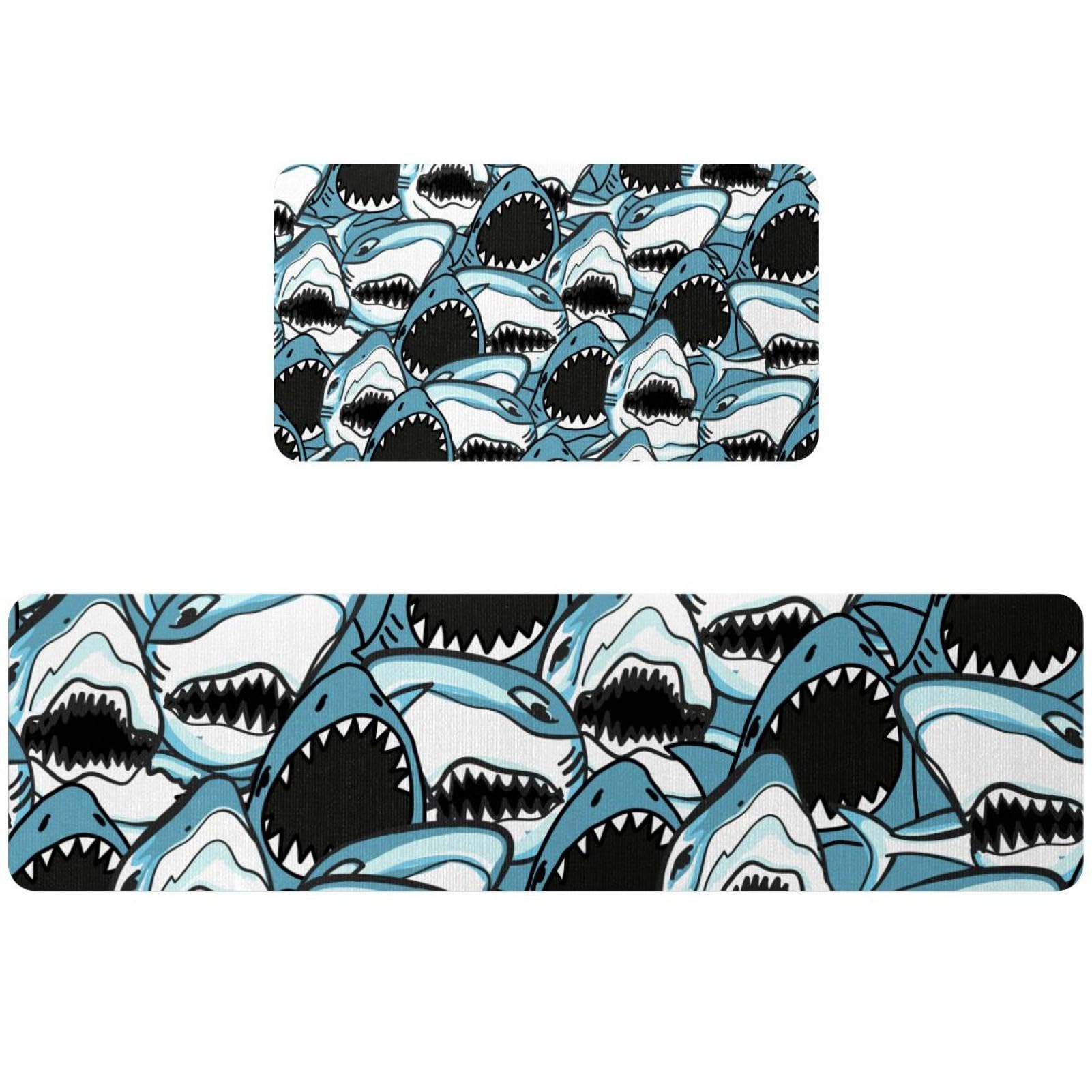 Tapis de cuisine absorbant lot de 2 grand confort motif requin lavable machine