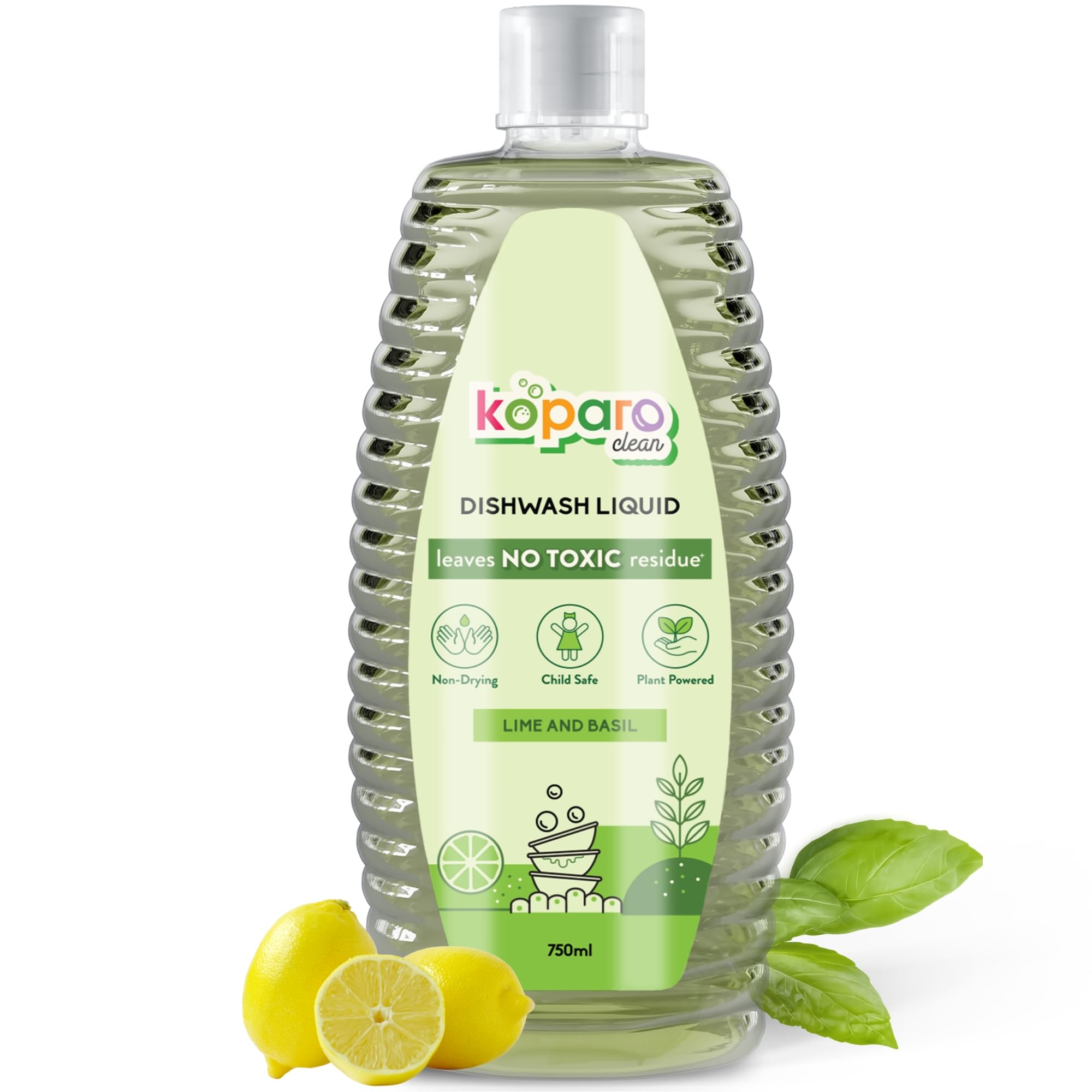 Koparo Organic Dishwash Liquid | 750ml | Lime And Basil Fragrance | Natural, Plant Based & Eco-Friendly | Removes Tough Grease, Soft on Hands | Baby & Pet Safe-image-46