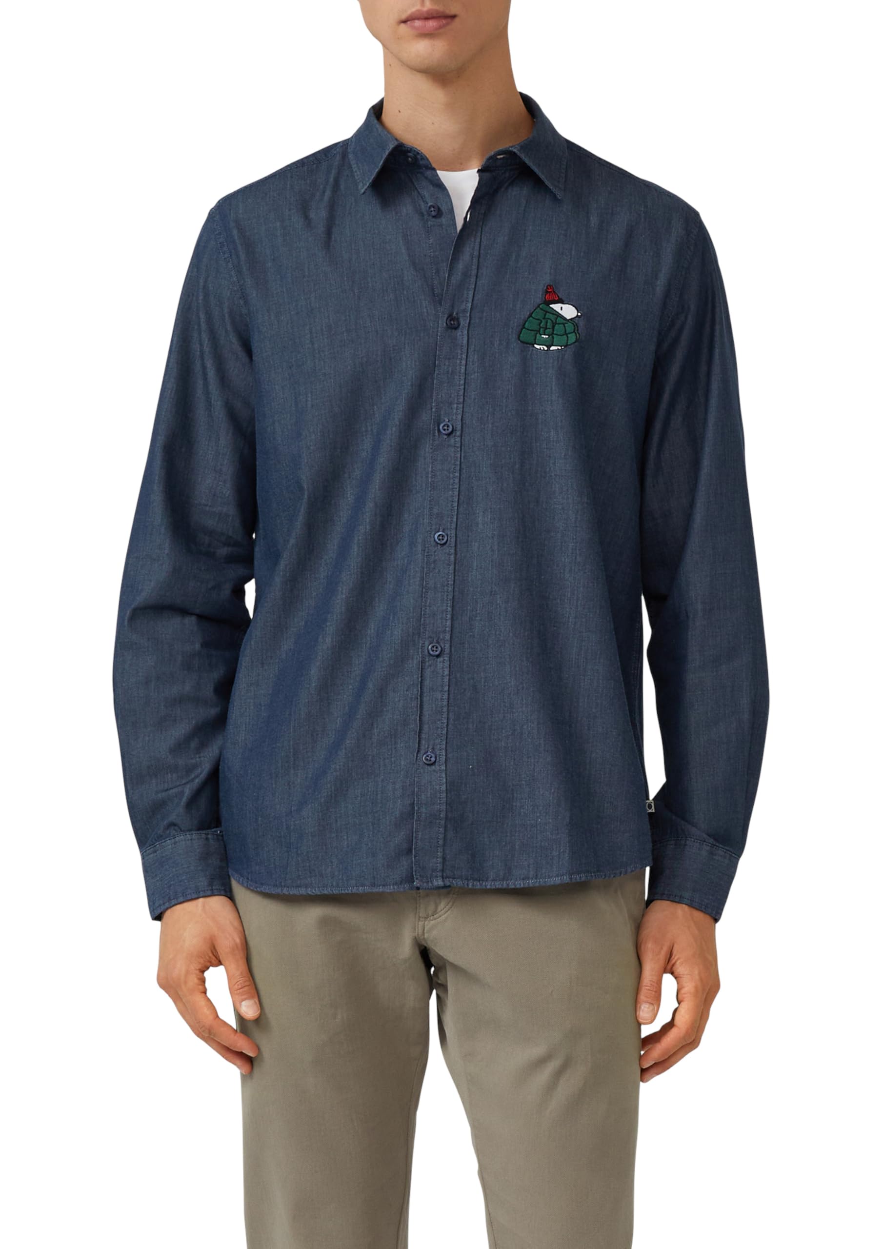 s.Oliver Herren Regular Fit: Hemd mit Peanuts®-Motiv Hemd Langarm mit Peanuts® Print