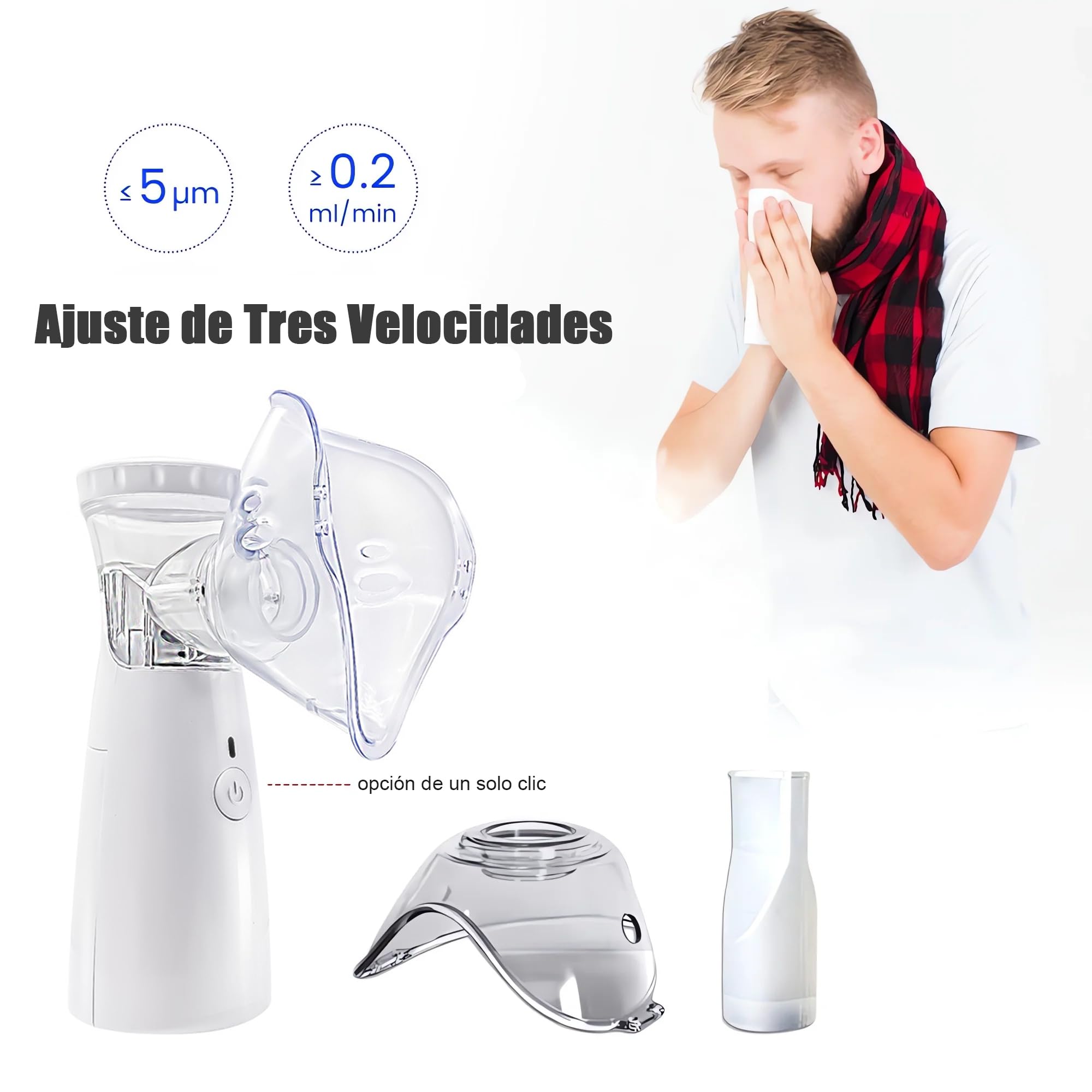 Nébuliseur Portable pour Enfants et Adultes, Nébuliseur Inhalateur avec Aérosols, 2 Masques et Embout Buccal, Inhalateur à Vapeur Silencieux pour La Maison et Les Voyages