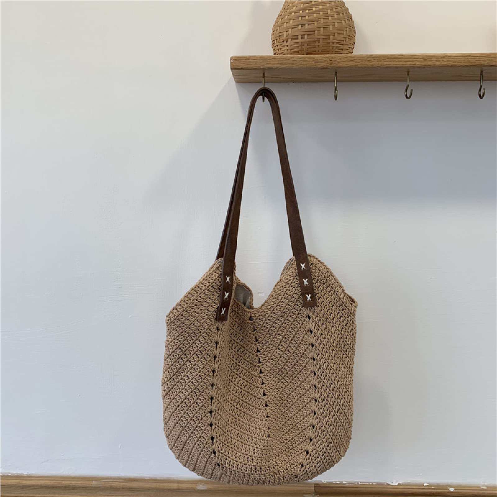 Sac tissé en silt, sac à bandoulière en filet de coton fait à la main, adapté aux vacances/sac de plage, à la mode et polyvalent