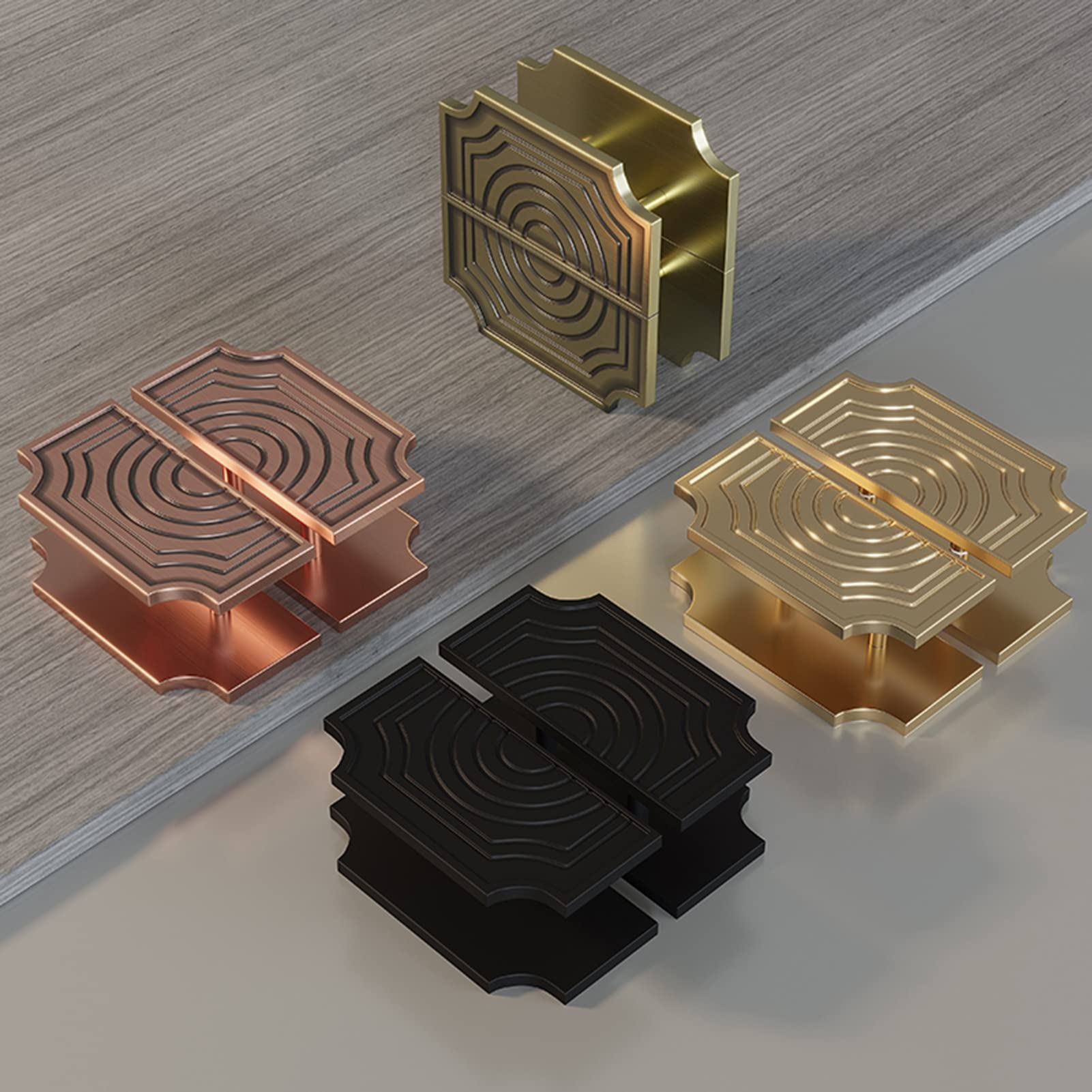 Juego de manillas de Aluminio moldeadas para Empujar/Tirar, Color Oro Antiguo, Cobre Rojo, Bronce y Negro. Manilla para Puertas de Madera y Vidrio. Máxima relación Calida