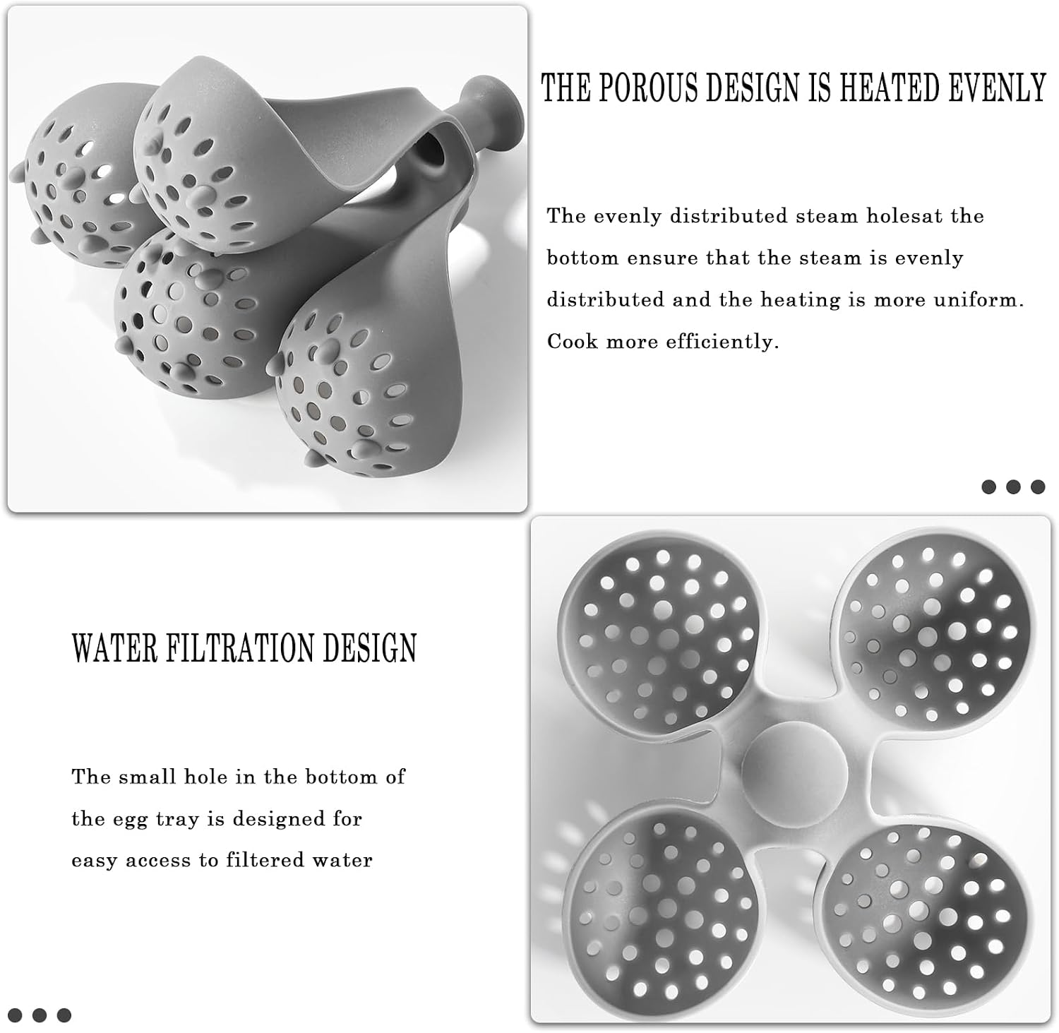 Silicone Egg Boiler Rack for Making Soft or Hard Boiled Eggs, Storage and Egg Rack, Holds 4 Eggs, Kitchen Egg Boiler Gadget