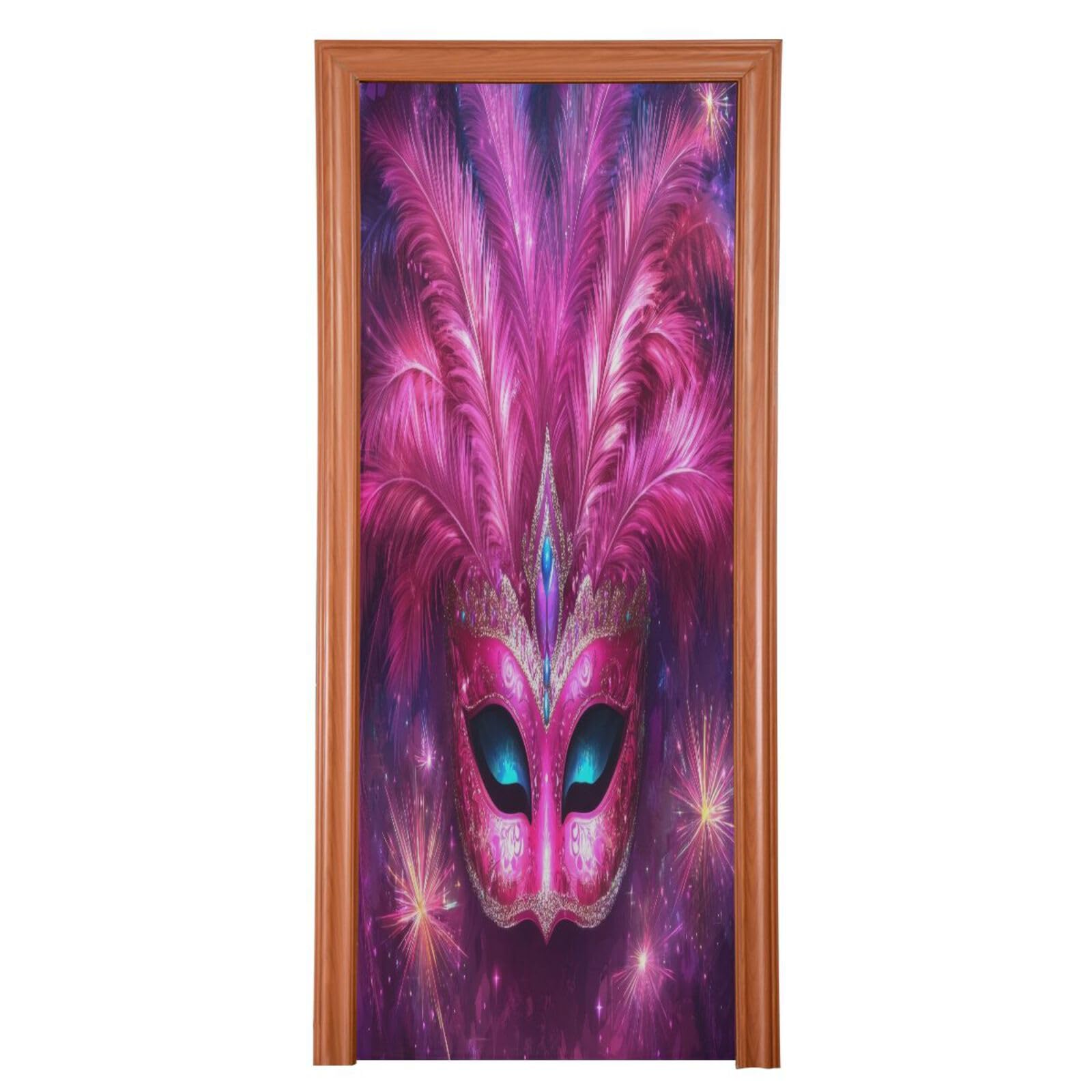 FLildon Carnival Masquerade Mask Mardi Gras Door Cover Decoration, Party Accessory Porch Decor for Festive Ornament Room Door Covers 35 x 79 Inch