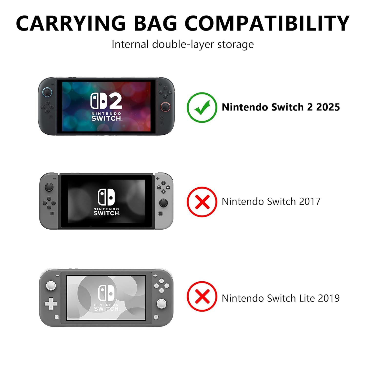 Kingshion Felt Carrying Bag Compatibility with 2025 Switch 2, Double-mouth Portable Travel Bag Ultra Slim Felt Pouch with 5 Game Cartridges Holders for Switch 2 - Light gray - Image 4