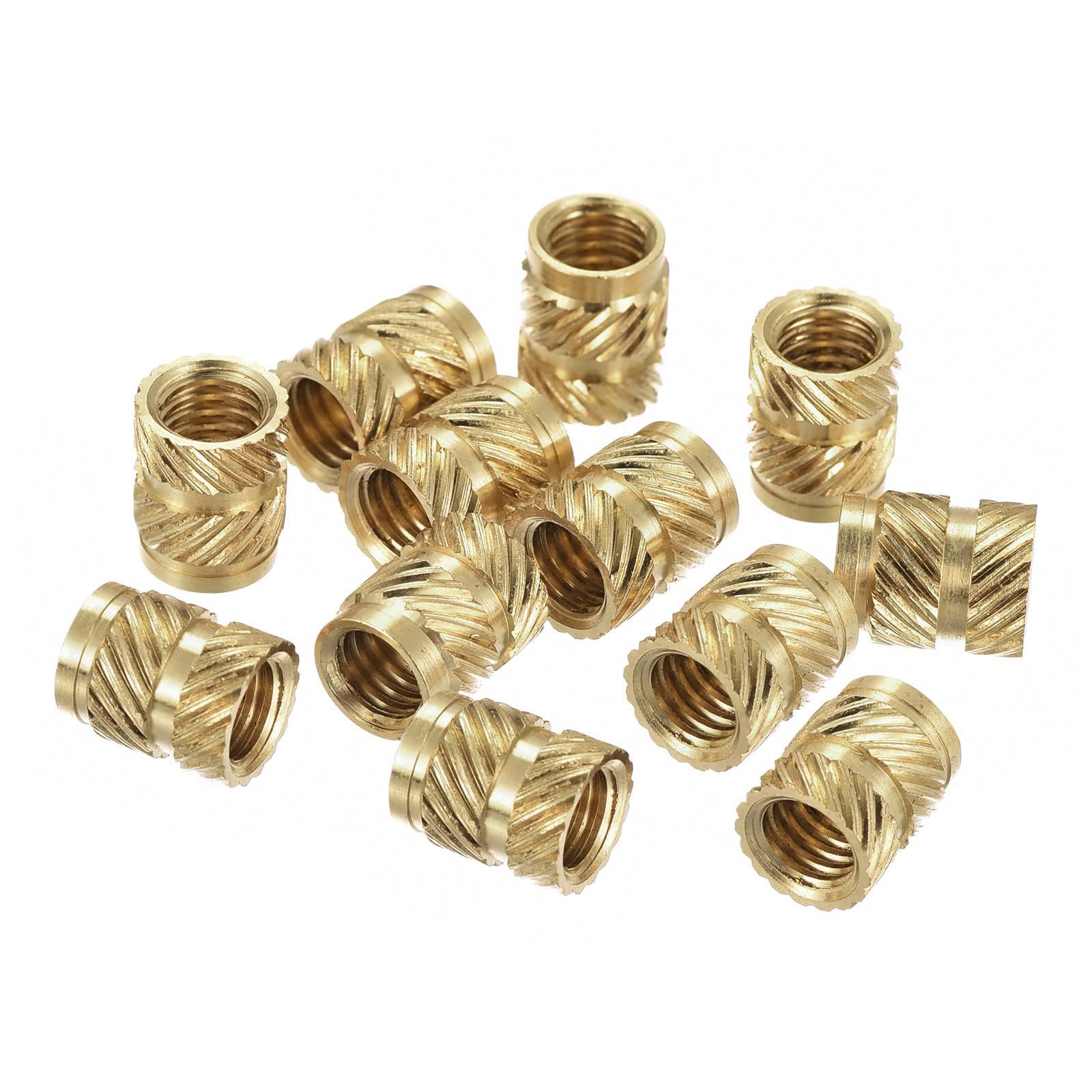 MACHSWON Knurled Insert Nuts,60Pcs M6x10mm Lx8mm OD 3D Printing Brass Nuts Female Threaded Inserts Brass Heat Set Insert Embedment Nut