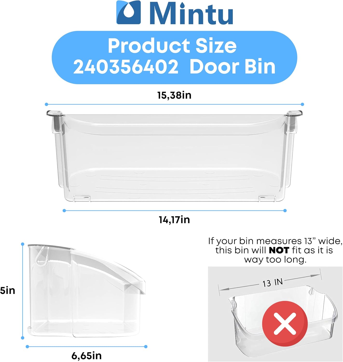 Door Upper Bin Shelf Replacement For Frigidaire FFSS2615TE0 FFSS2615TS0 FGHS2631PF4A LGUS2642LF2 LGUS2642LM0 LGUS2642LM1 LGUS2642LM2 LGUS2642LP0 LGUS2642LP1 LGUS2642LP2 And More