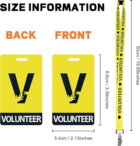 Miniatura 4 de Colarr Paquete de 25 cordones para voluntarios con pase de tarjeta de plástico de PVC, insignias de identificación de voluntarios, cordón a granel