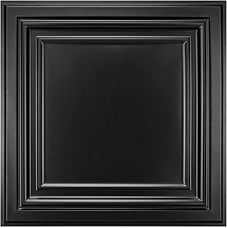 Art3d Pack of 12 Black Suspended Ceilings Tiles PVC 605mm x 605mm - Fit in 600mm x 600mm Ceiling Cladding Panel Plastic Acoustic Tiles