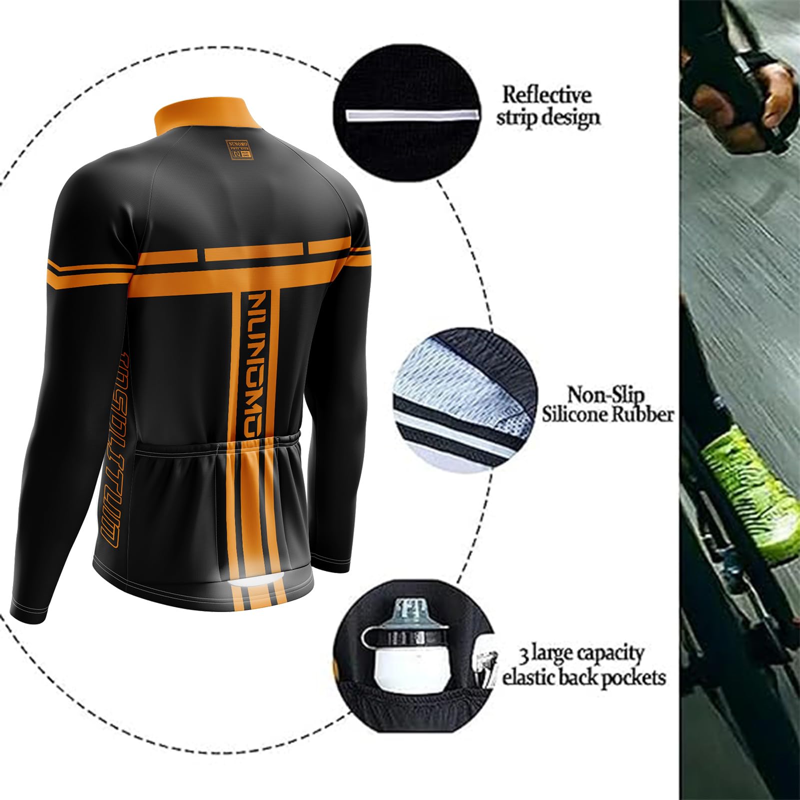 Hombre,Manga Larga Transpirable + Culottes Bici 9D Gel Equipos Conjunto Ciclismo Manténgase abrigado en Invierno,Traje de Ropa de Bicicleta de Montaña MTB Ciclista..