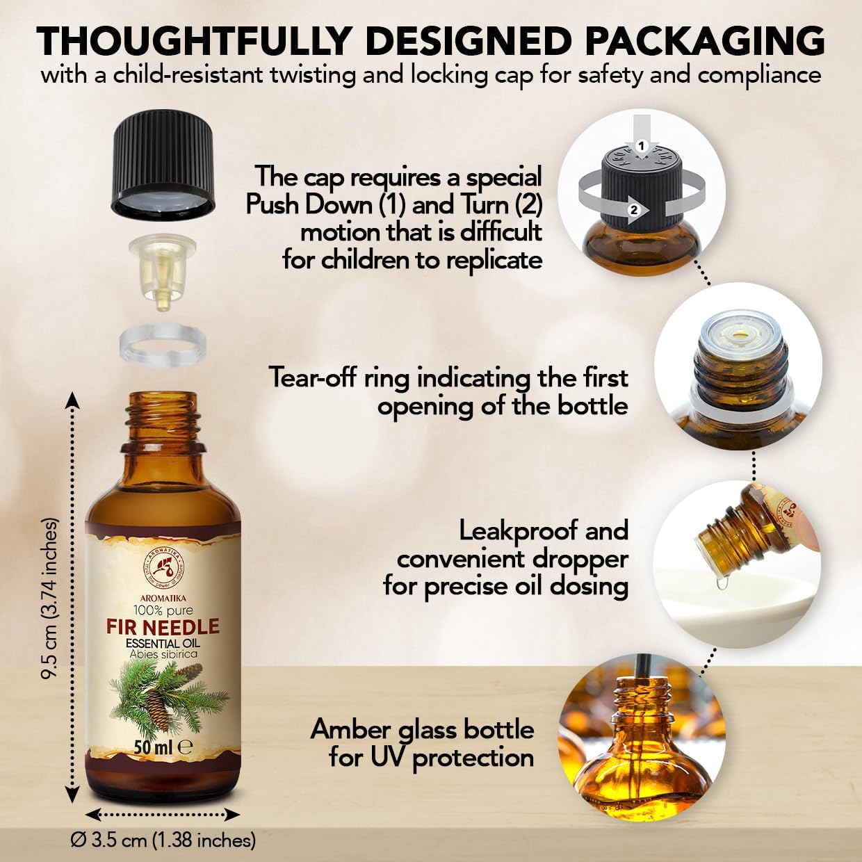 Fir Needle Essential Oil 1.7 Fl Oz - Fir Pure & Natural Oil - Good for Sauna - Body Care - Wellness - Beauty - Massage - Aroma Diffuser - Aromatic Lamp - Room Fragrance