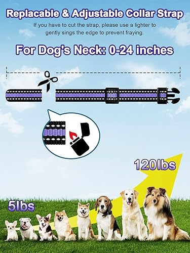 Miniatura 6 de Bousnic Collar de choque para perros 2 perros (5-120Lbs) - Collar de entrenamiento impermeable de 3300 pies para perros grandes, medianos y pequeños