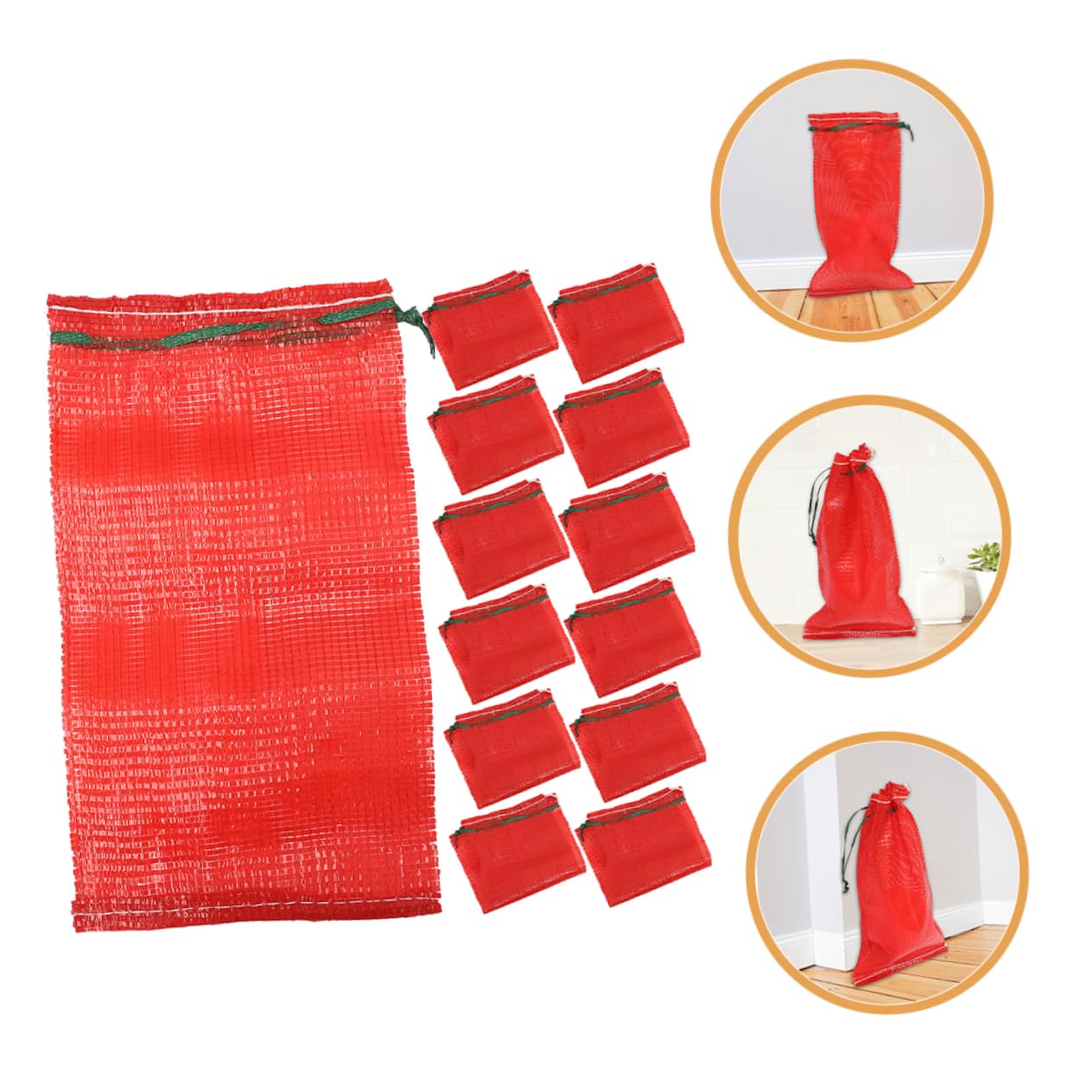 Bolsas De Malla para Verduras y Frutas 49x27 Cm Tejido Resistente Ventilado Reutilizables para Almacenamiento Agrícola Cordón Bolsa Roja 50 Unidades
