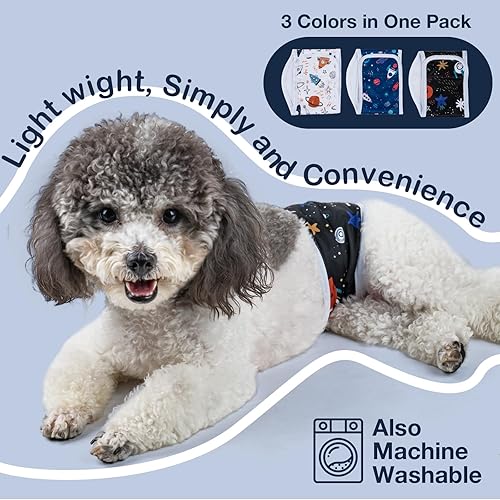 Miniatura 6 de MICOOYO Pañal para perro macho, pañales ligeros para perros, pañales lavables para perros machos, envolturas para cachorros, mediano (espacio de