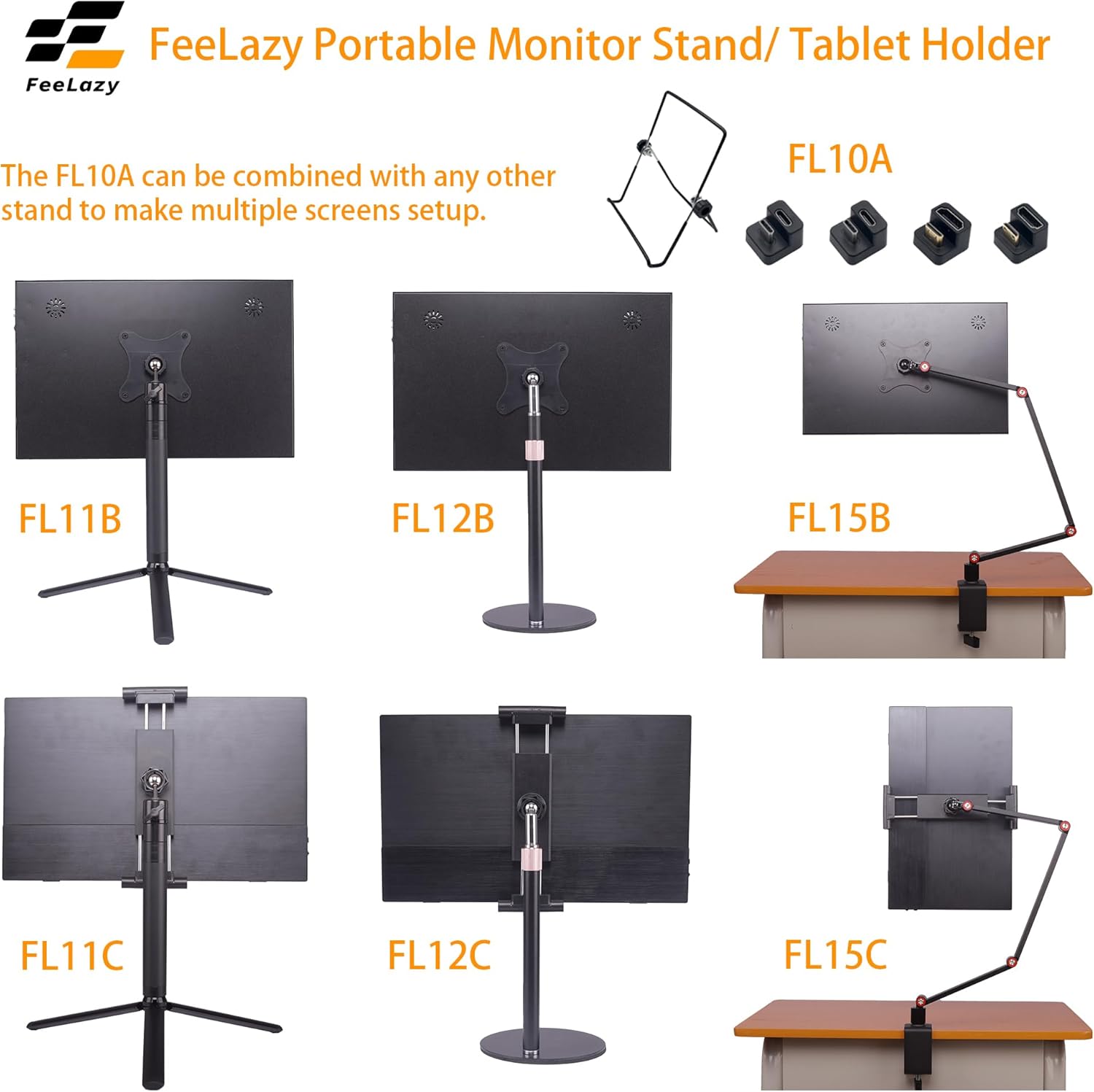 Portable Monitor Stand with VESA Mount 3inch Bracket Tilt Ball Joint Telescopic Pole and Metal Disk Base Portable Monitor Mount with 75mm VESA Mount FL12B