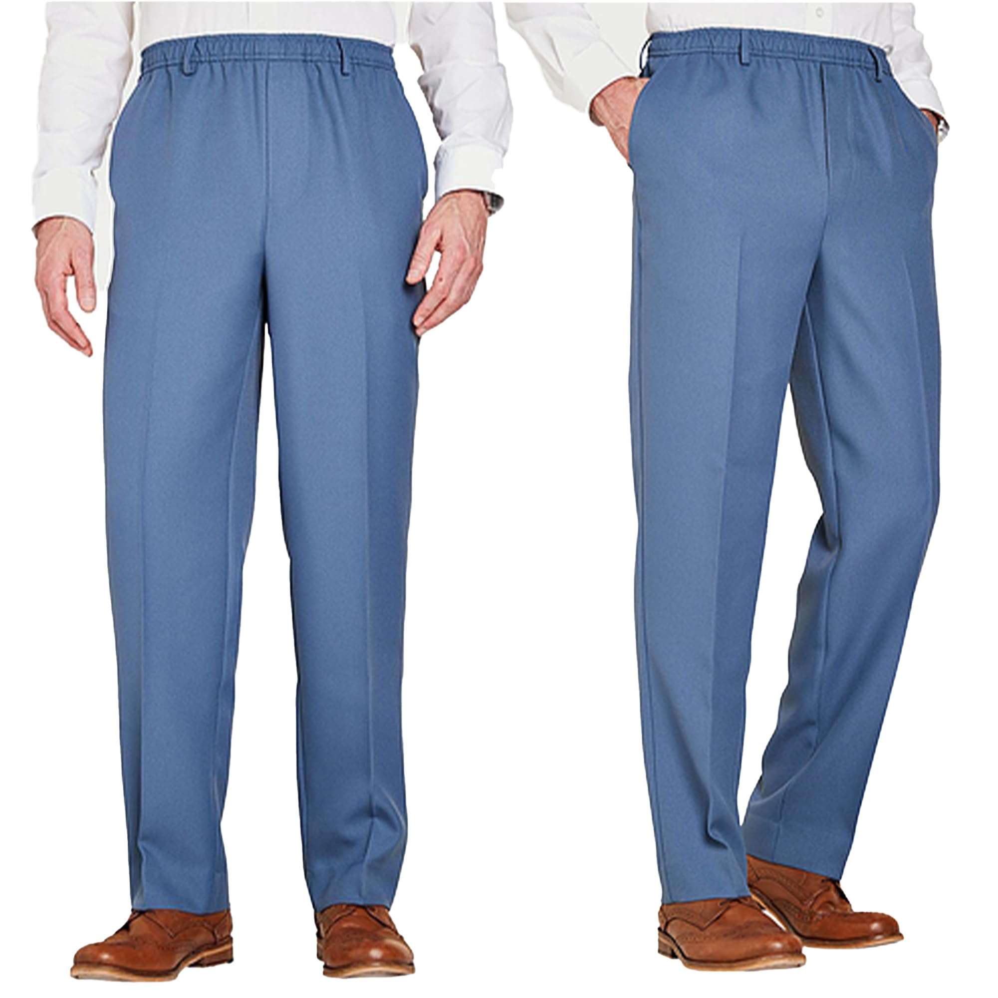 Chums Men's Pack of 2 Elasticated Waist Pull-On Trousers with Drawcord Airforce 48W / 31L