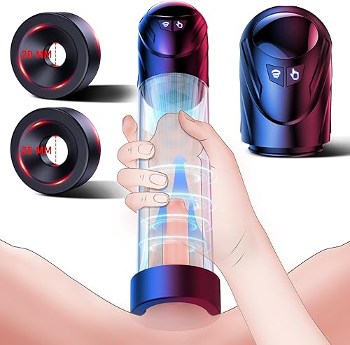 Bomba eléctrica para el pene - Bomba de vacío extensor de pene con 5 modos de succión, bombas de ampliación de pene con 2 anillos de pene para