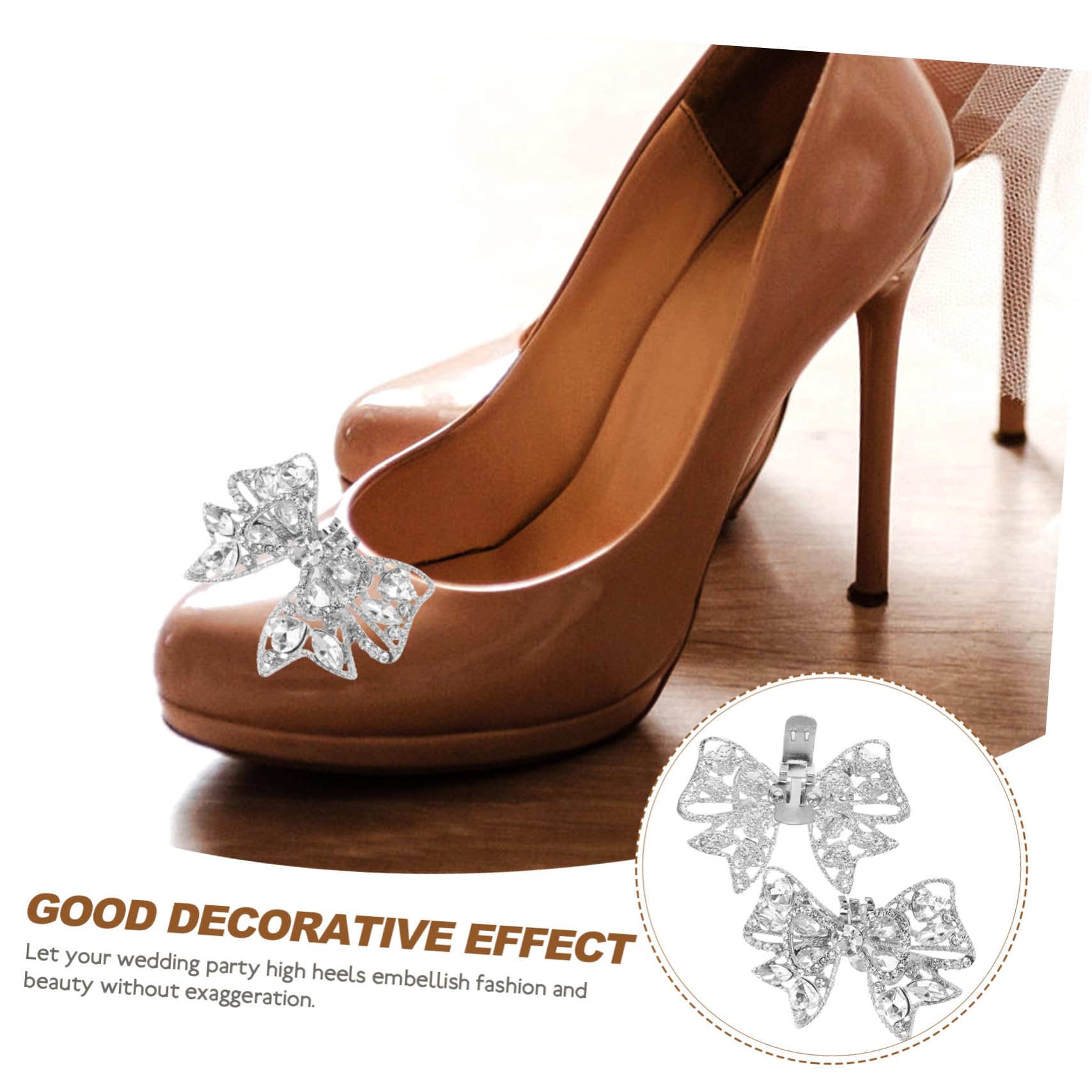 Artibetter Scarpe Eleganti Scarpe Sposa Heels Tacchi Argentati Decorazioni Per Scarpe Clip Per Scarpe A Forma Di Bowknot Fermagli Per Scarpe Da Sposa Per Décolleté Strass Silver
