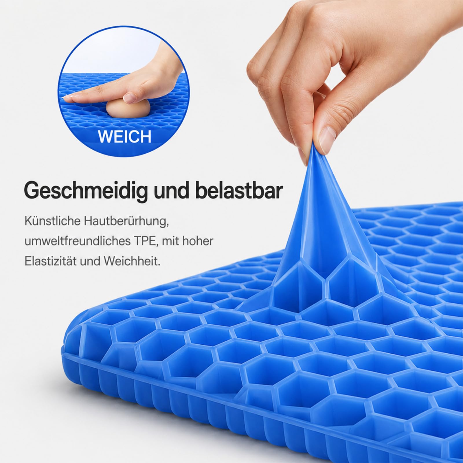 NovaGel Gel Sitzkissen mit Anti-Rutsch-Bezug (45 x 45 x 3,5 cm)